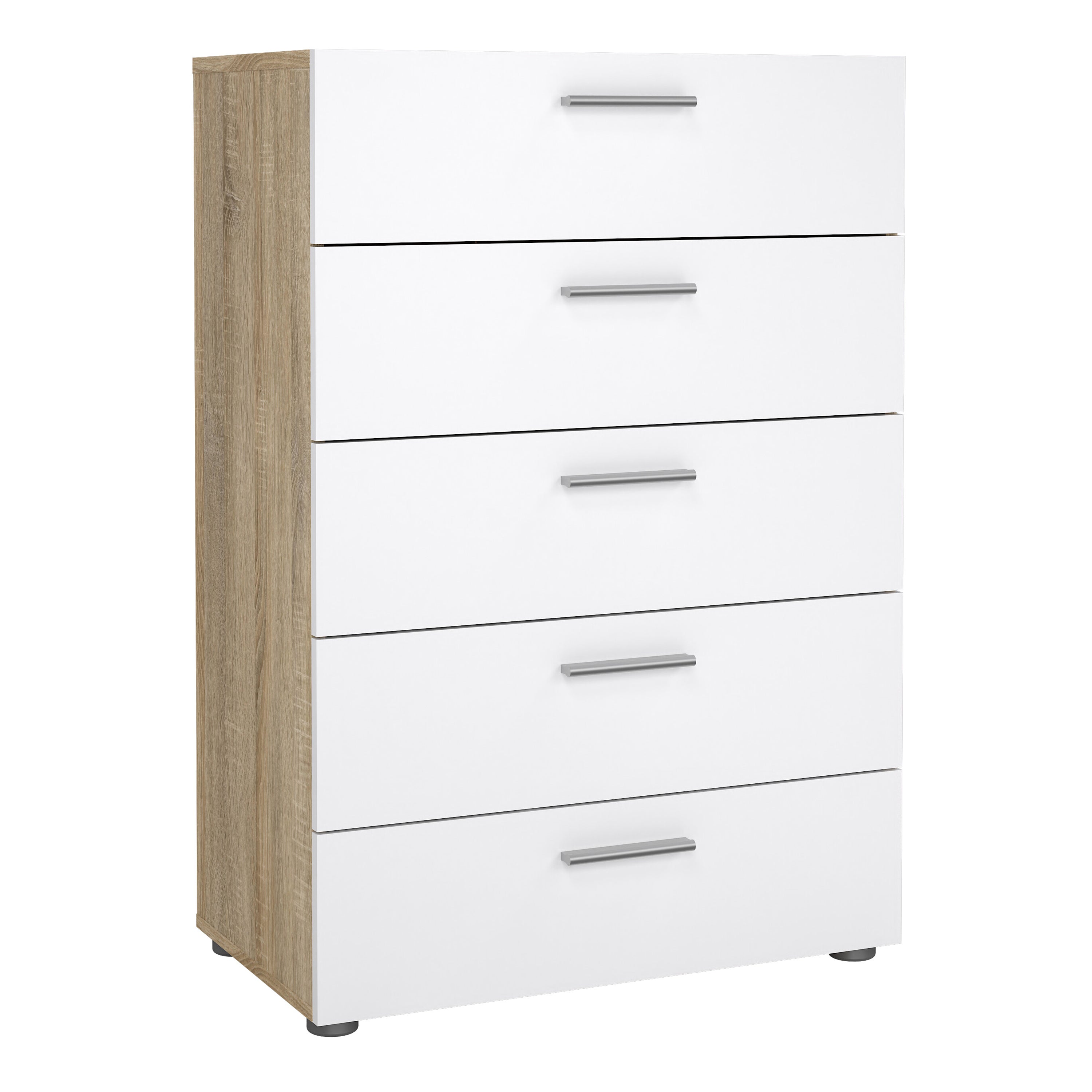 Pepe Chest of 5 Drawers in Oak with White High Gloss – FTG