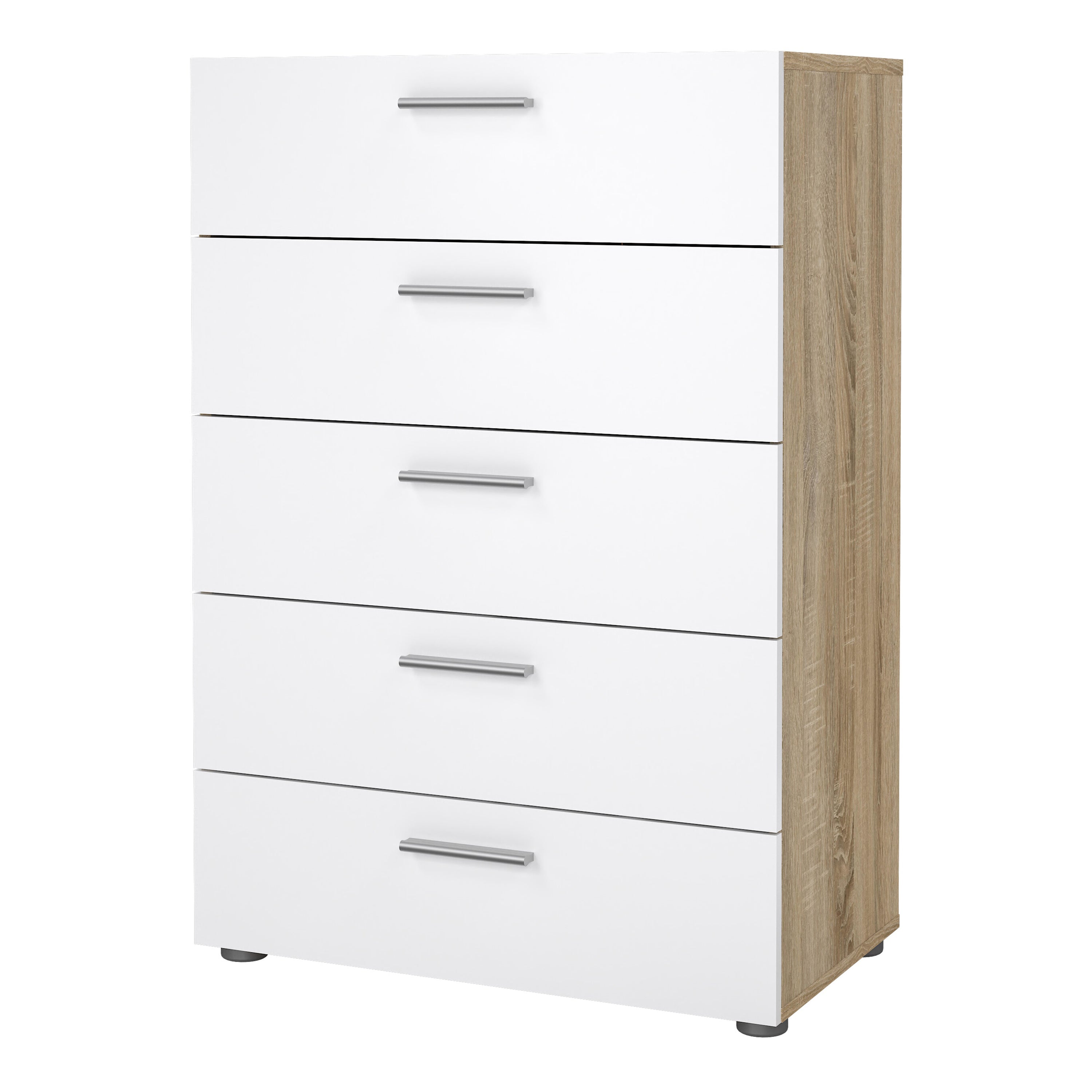 Pepe Chest of 5 Drawers in Oak with White High Gloss – FTG, view 3
