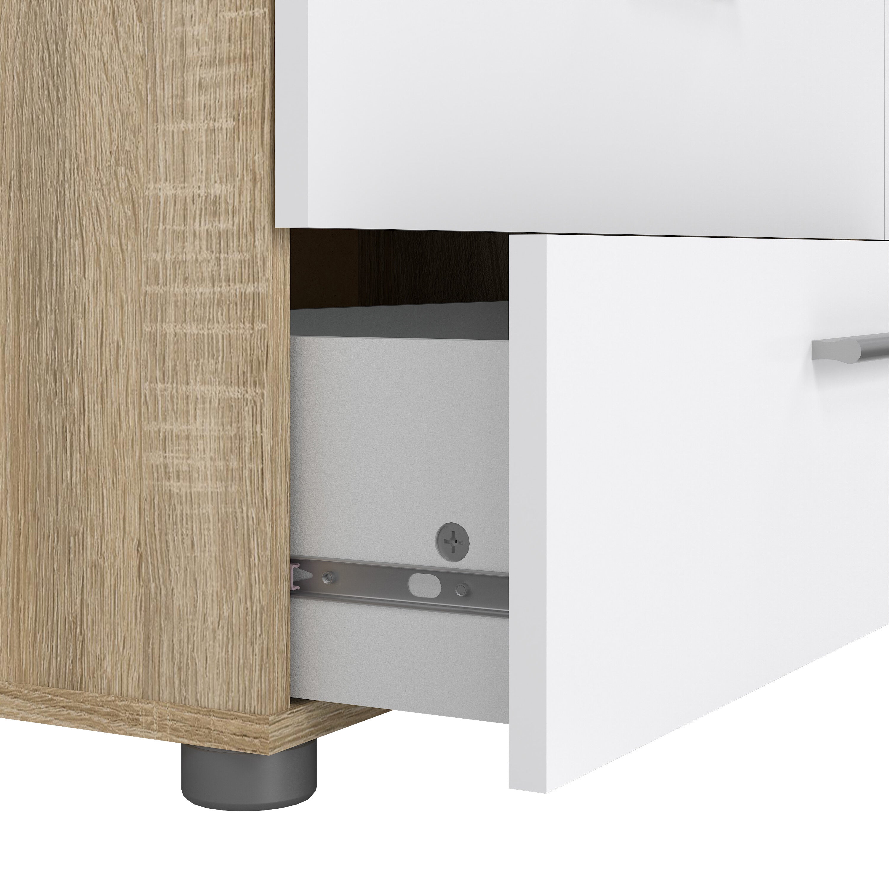 Pepe Wide Chest of 8 Drawers (4+4) in Oak structure/White High Gloss – FTG, view 7