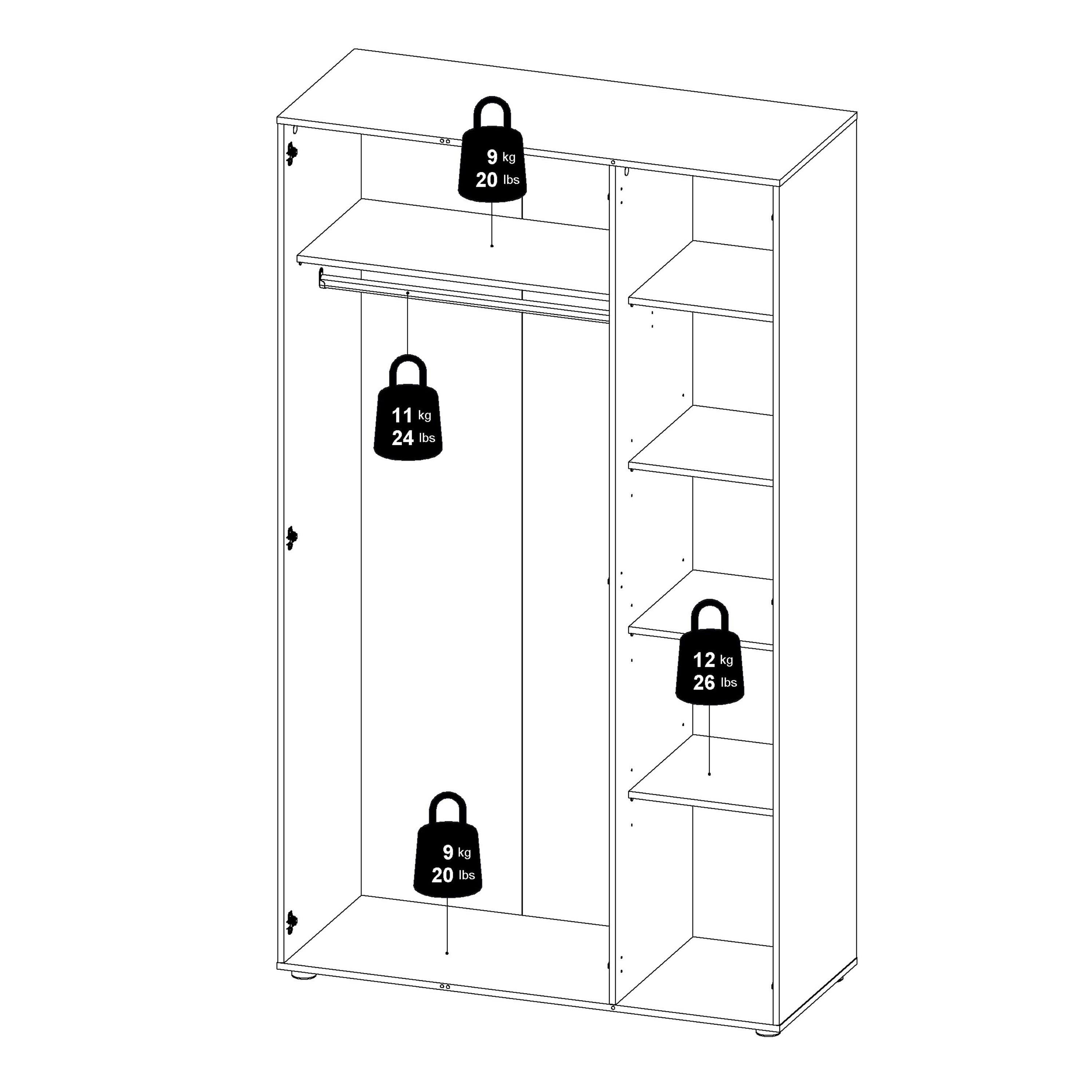 Pepe Wardrobe with 3 Doors in Oak with White High Gloss – FTG, view 12