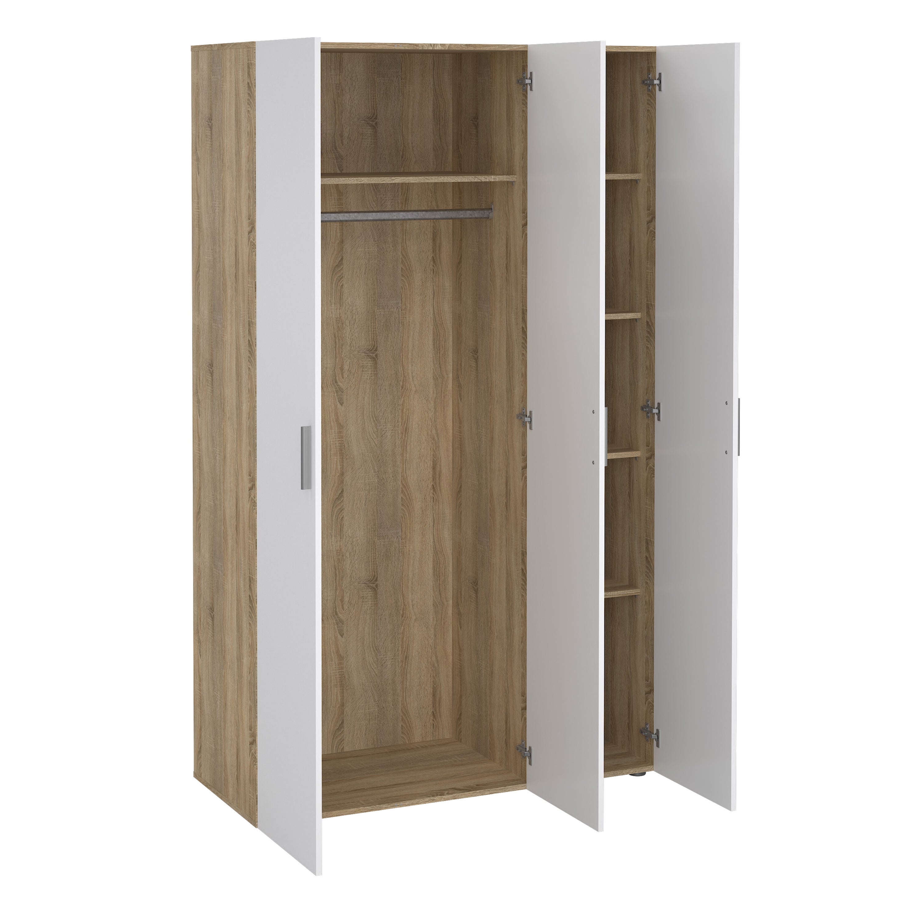 Pepe Wardrobe with 3 Doors in Oak with White High Gloss – FTG, view 4