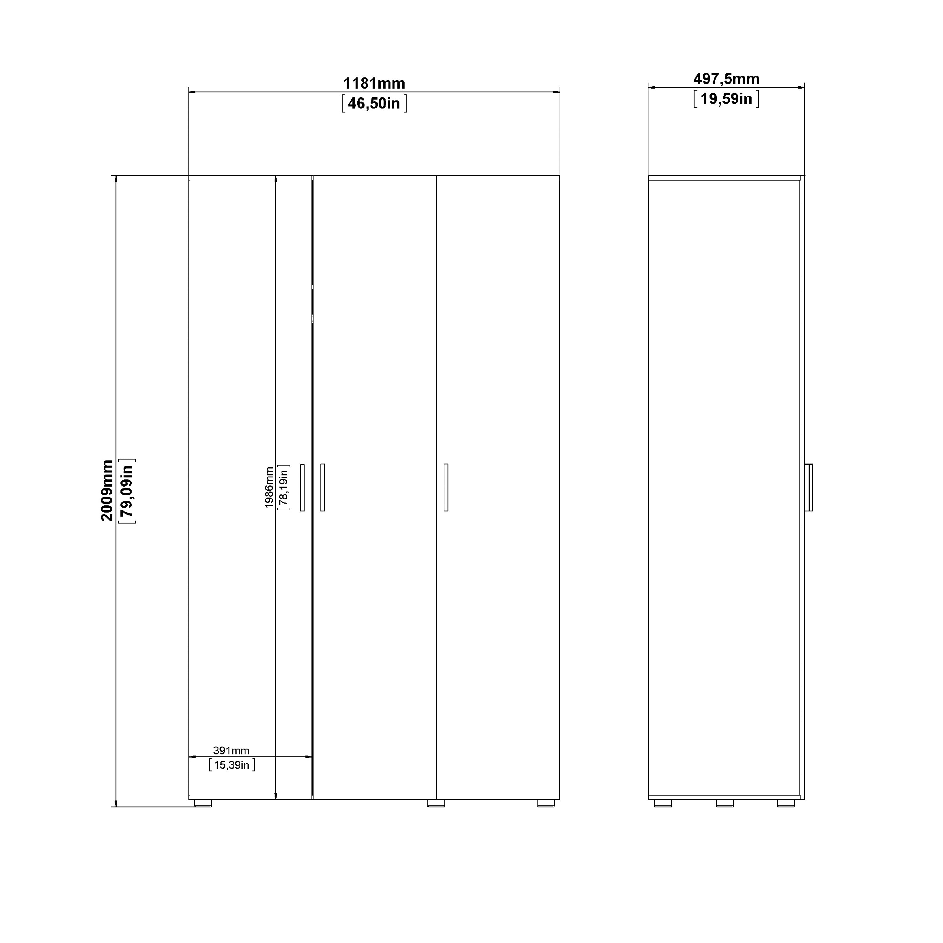 Pepe Wardrobe with 3 Doors in Black – FTG, view 10