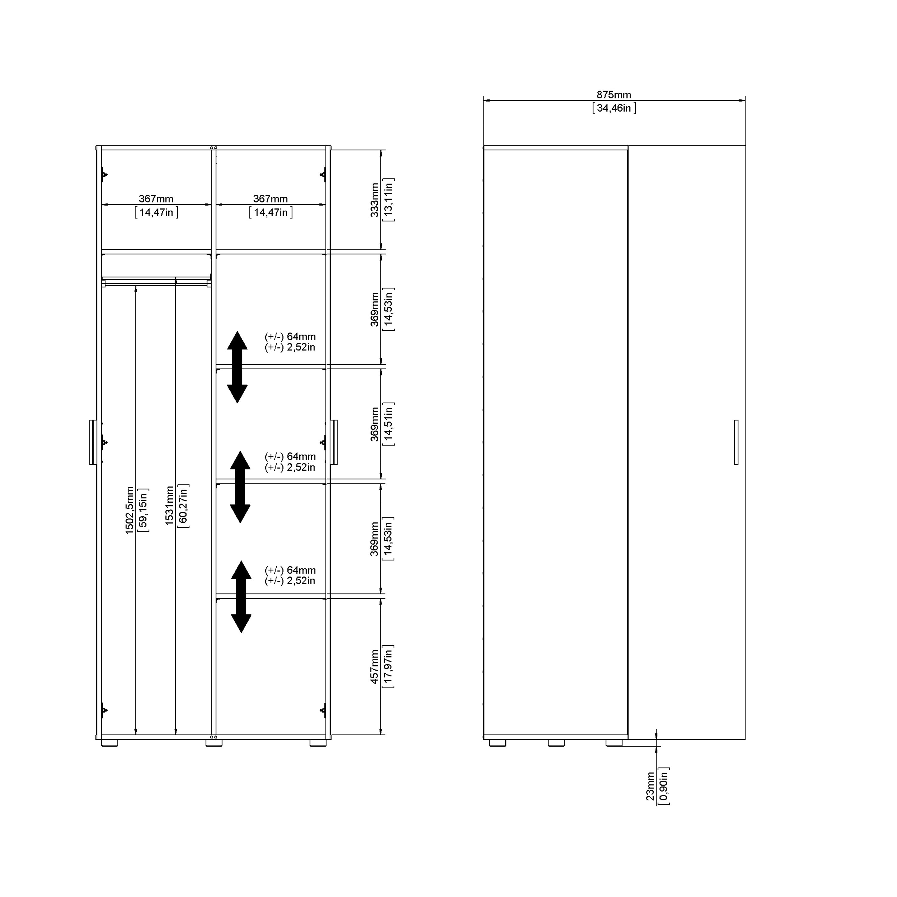 Pepe Wardrobe with 2 Doors in Black – FTG, view 12