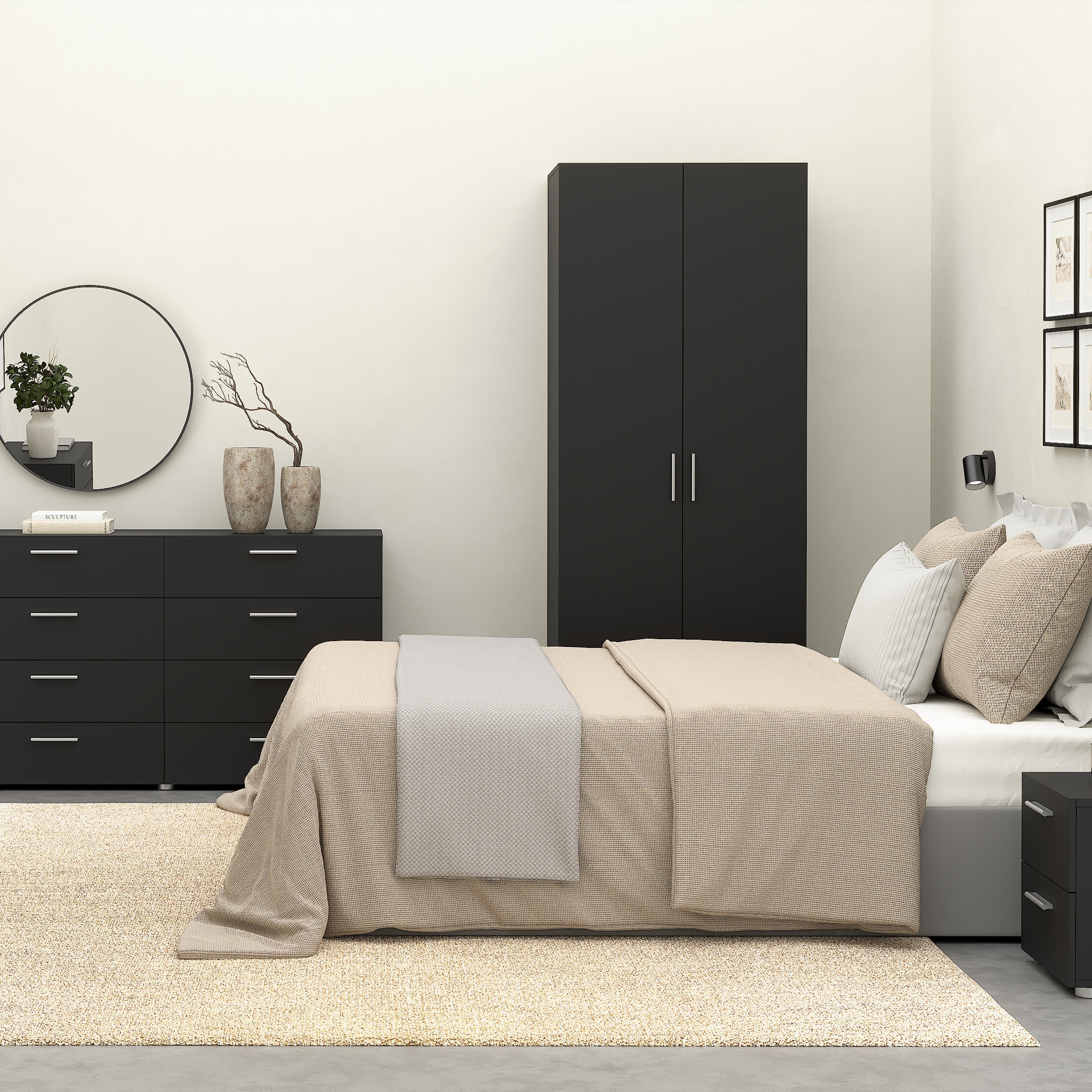 Pepe Wardrobe with 2 Doors in Black – FTG, view 5