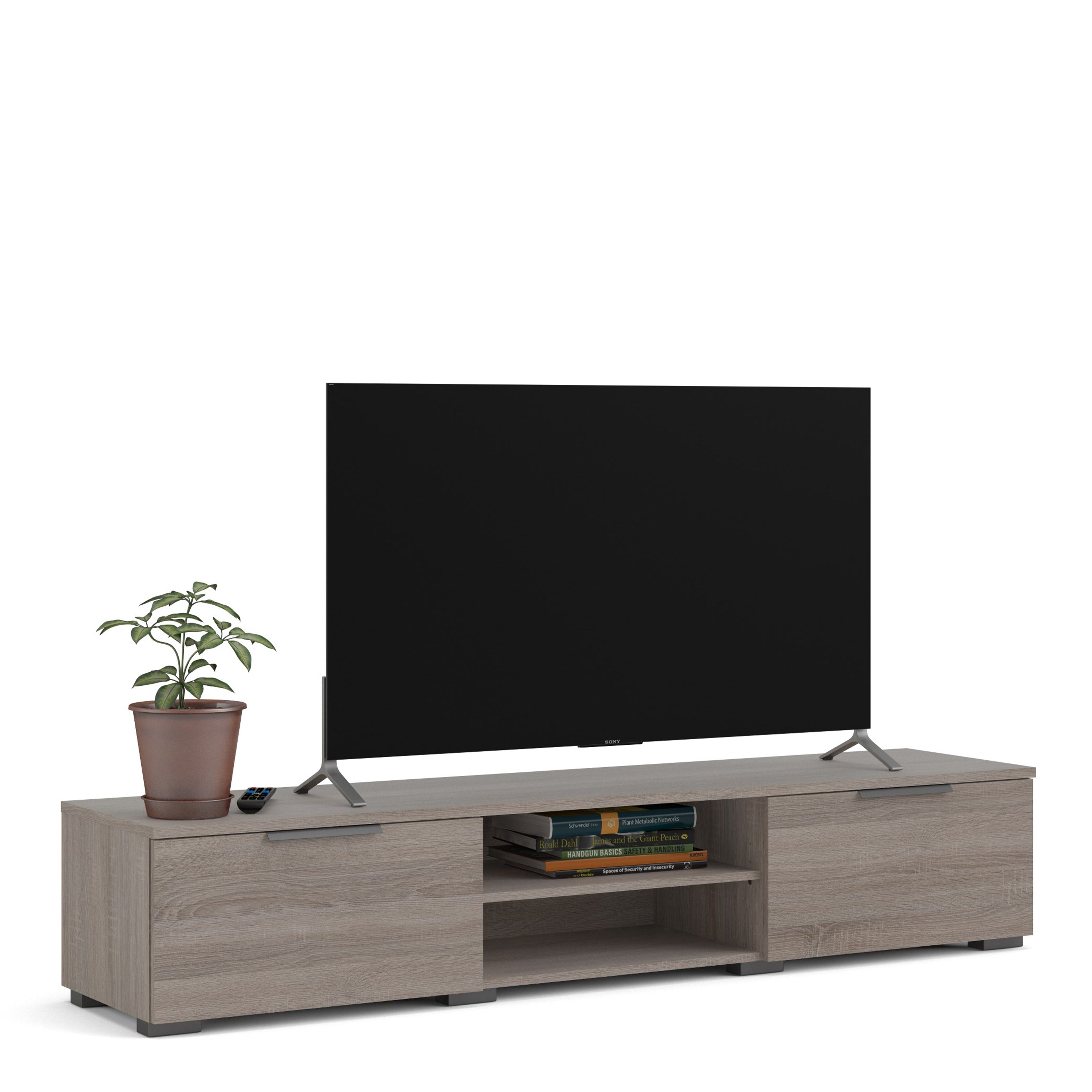Match TV Unit 2 Drawers 2 Shelf in Truffle Oak – FTG, view 7