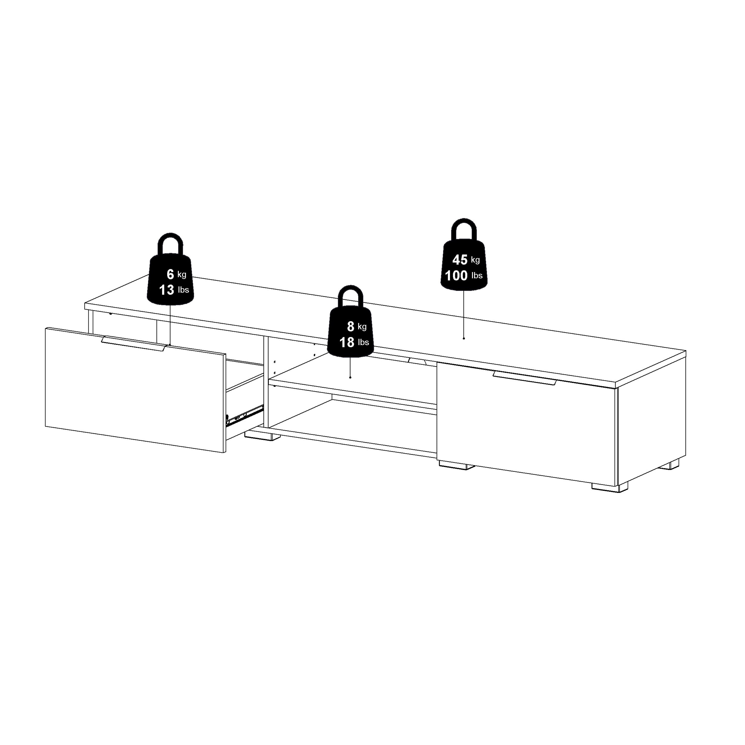 Match TV Unit 2 Drawers 2 Shelf in Jackson Hickory Oak – FTG, view 11