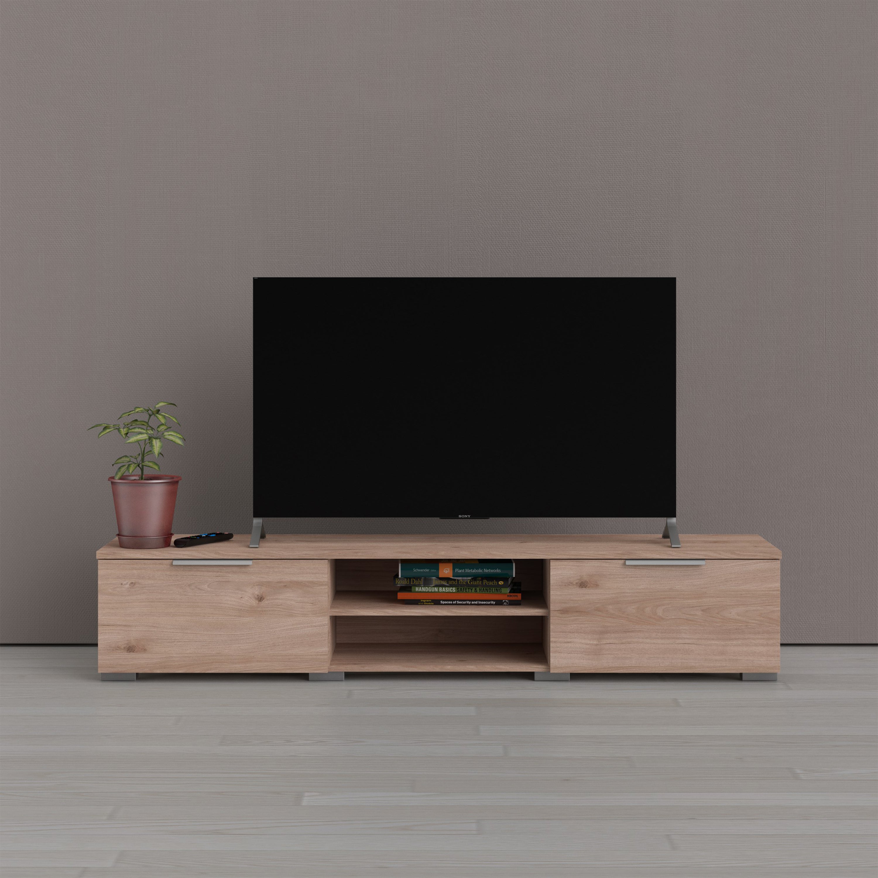 Match TV Unit 2 Drawers 2 Shelf in Jackson Hickory Oak – FTG, view 5