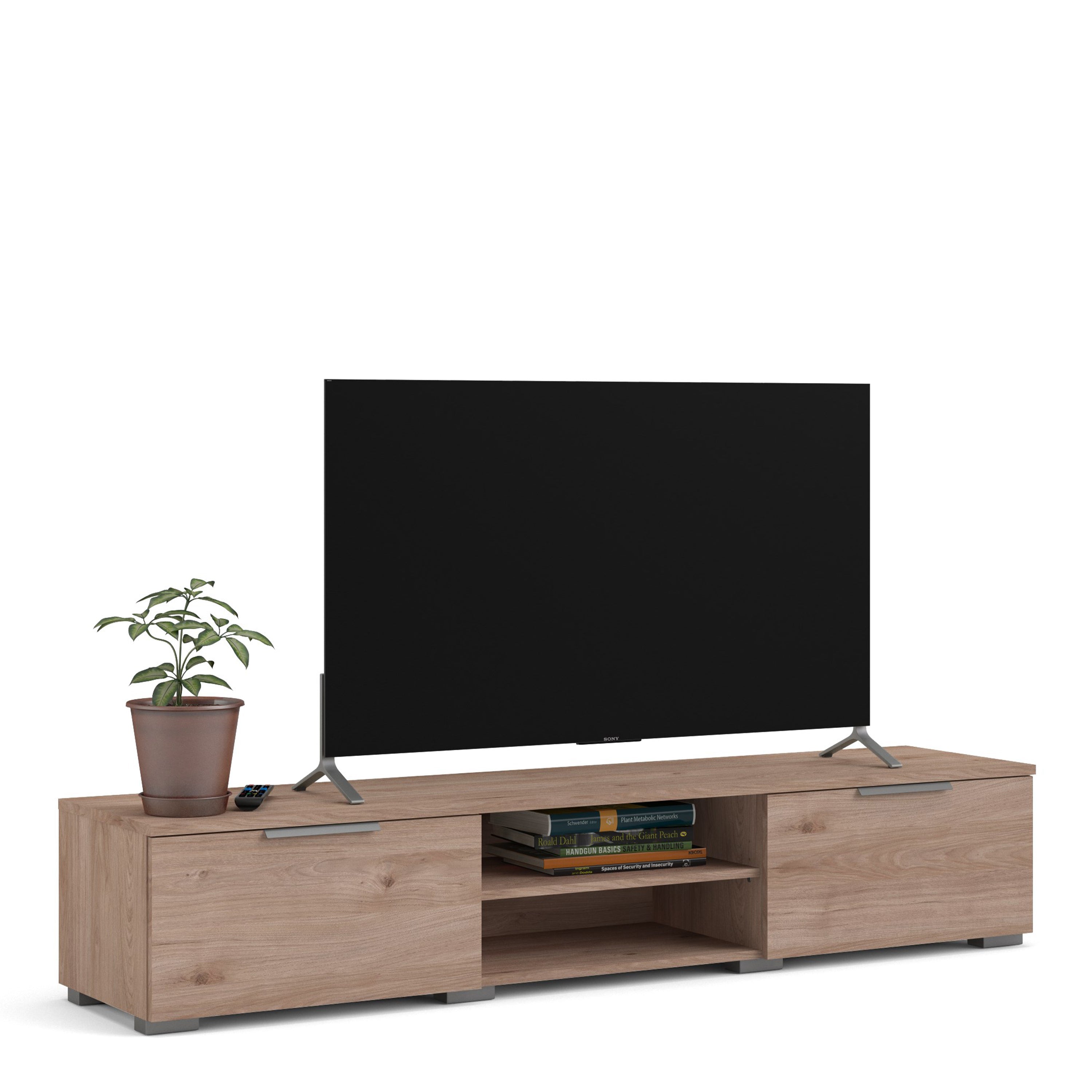 Match TV Unit 2 Drawers 2 Shelf in Jackson Hickory Oak – FTG, view 6