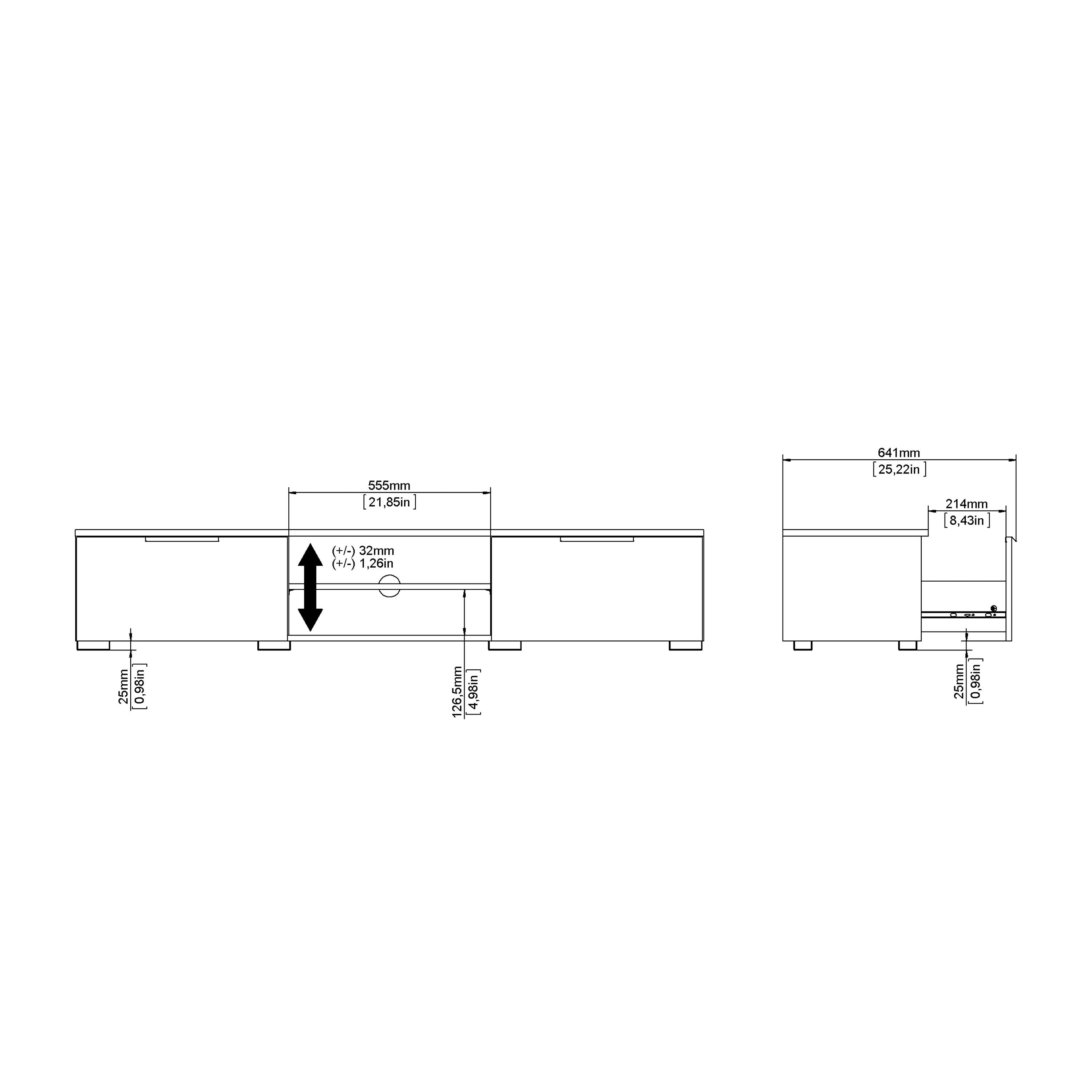 Match TV Unit 2 Drawers 2 Shelf in White High Gloss – FTG, view 12