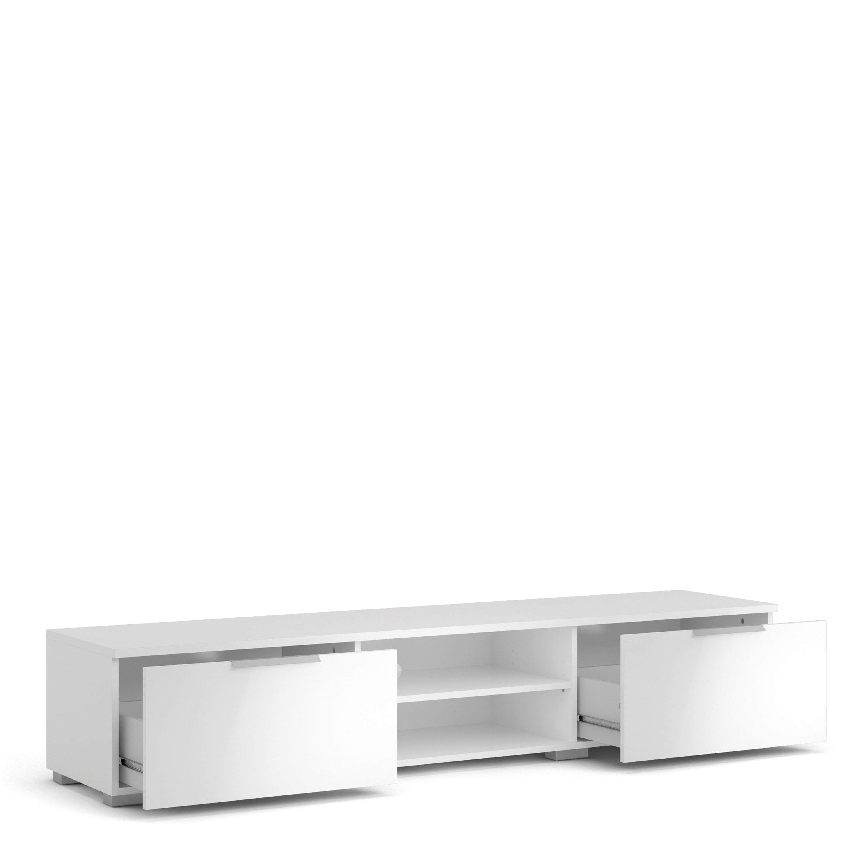 Match TV Unit 2 Drawers 2 Shelf in White High Gloss – FTG, view 4