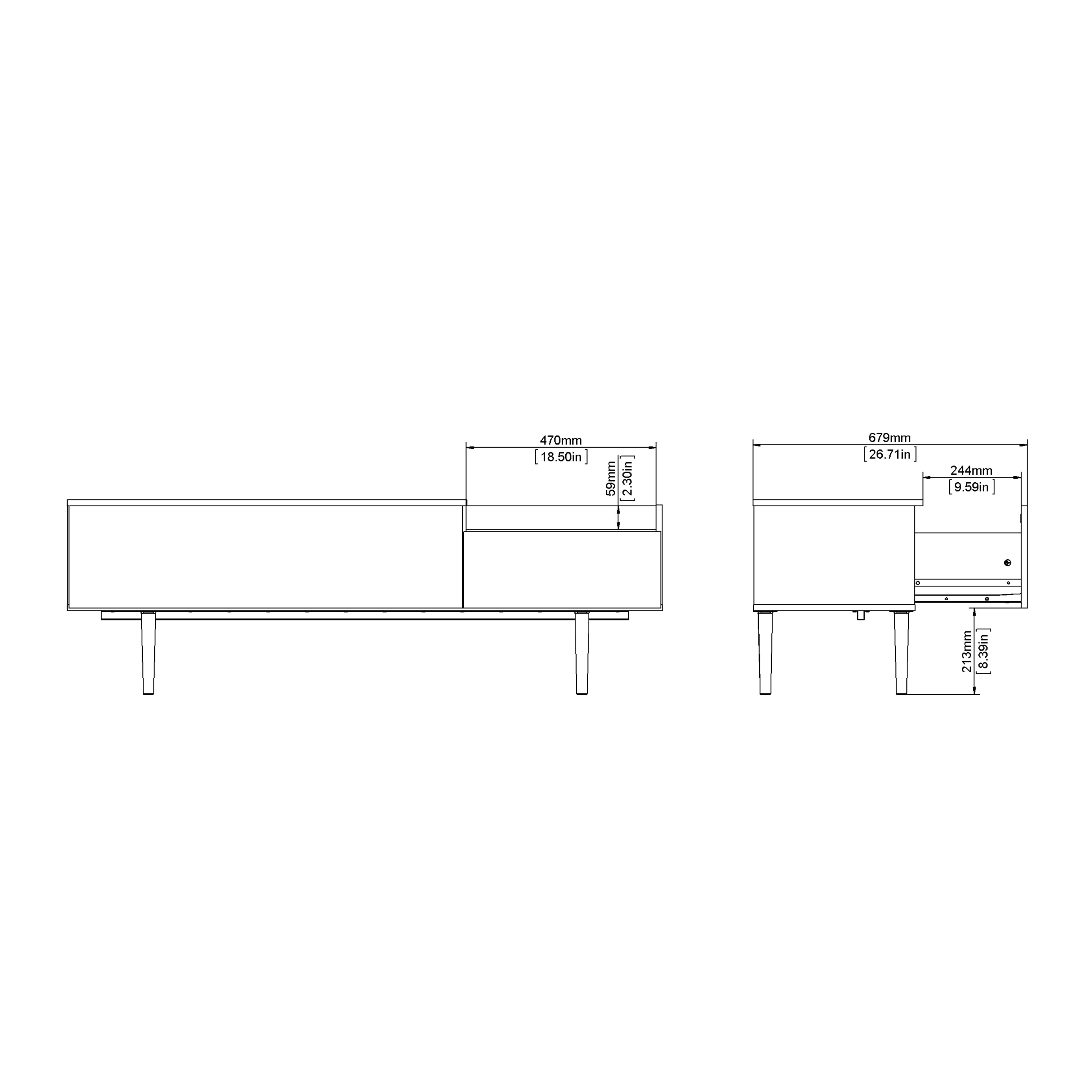 Unit Sideboard 2 Drawers 3 Doors in White and Walnut – FTG, view 13
