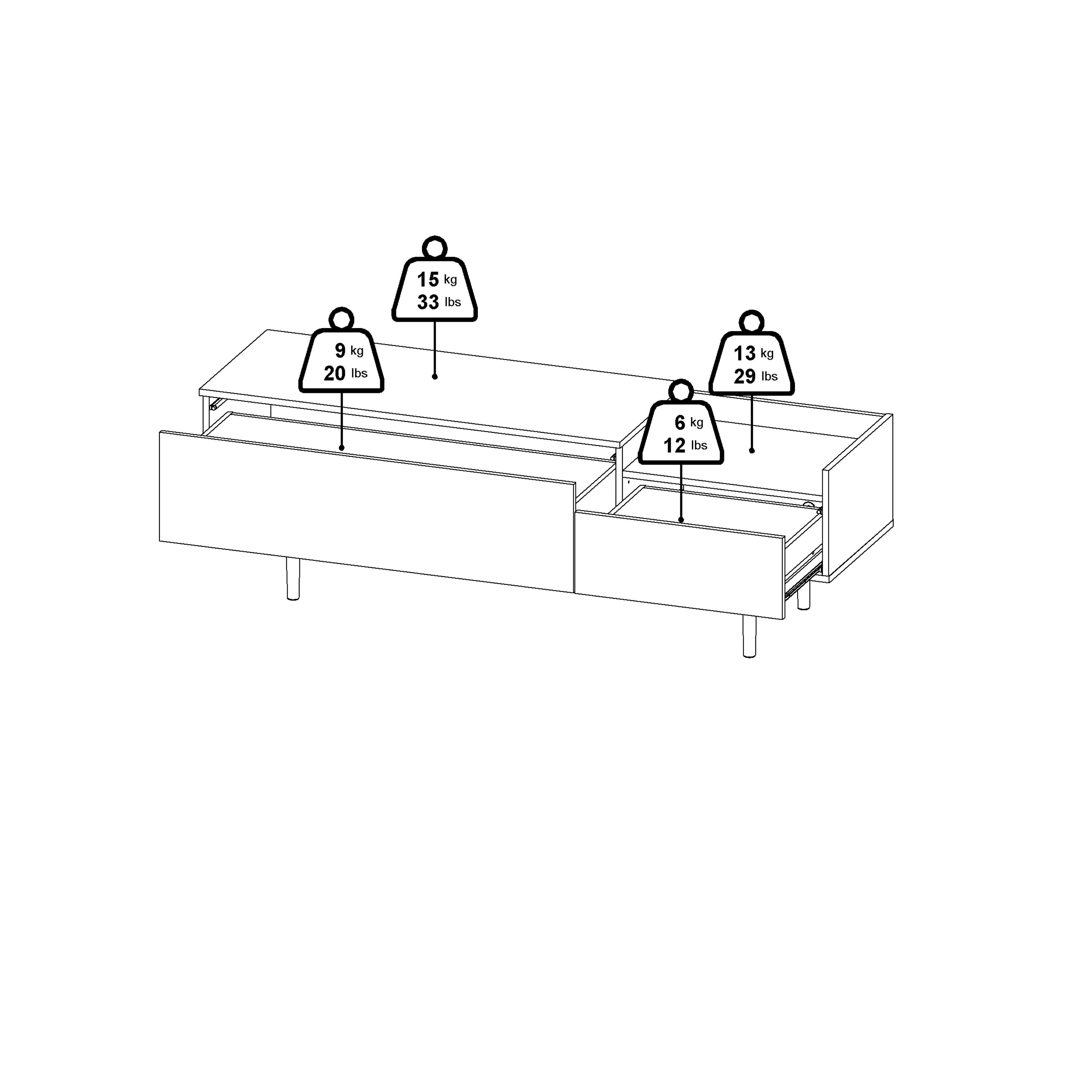 Unit Sideboard 2 Drawers 3 Doors in White and Walnut – FTG, view 14