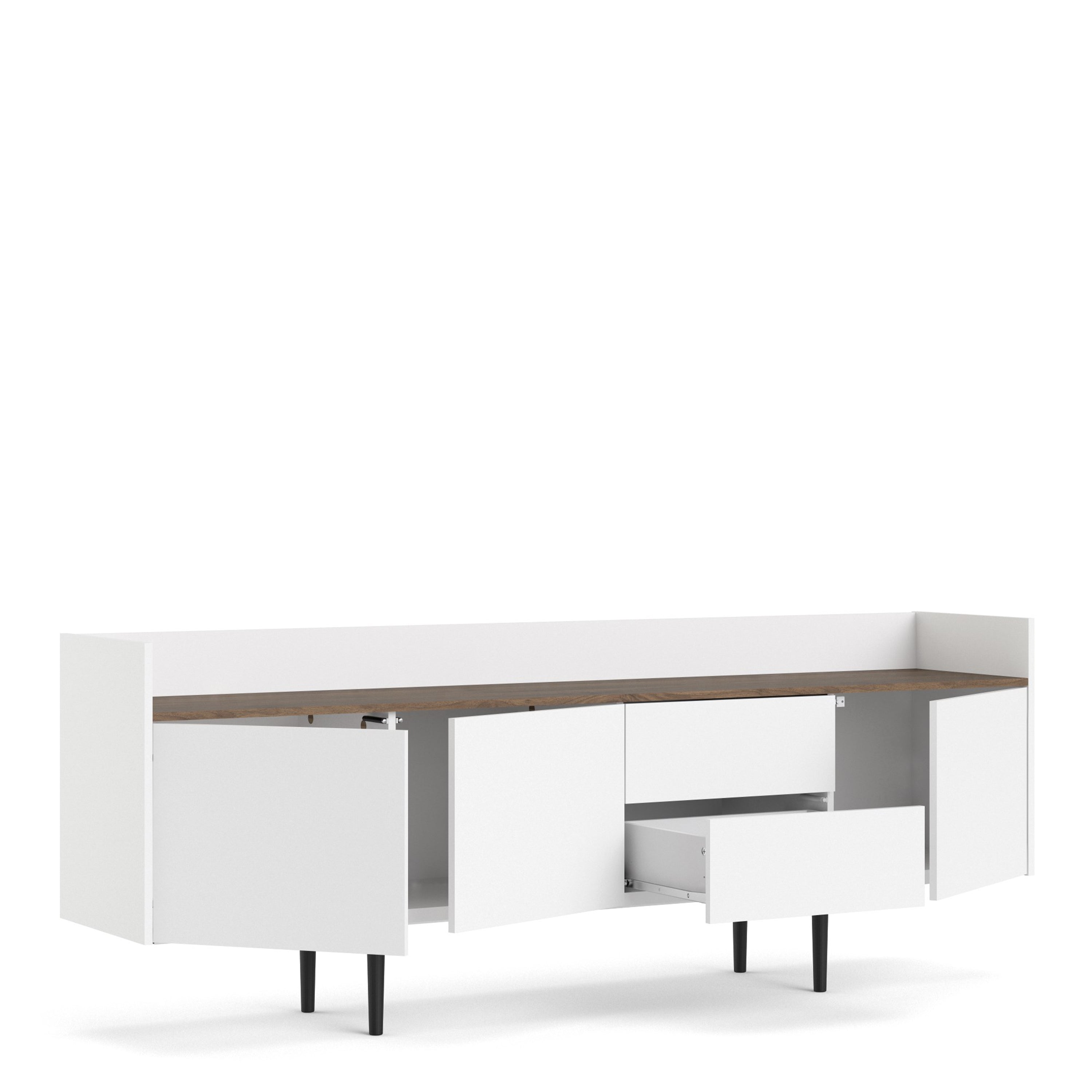 Unit Sideboard 2 Drawers 3 Doors in White and Walnut – FTG, view 4