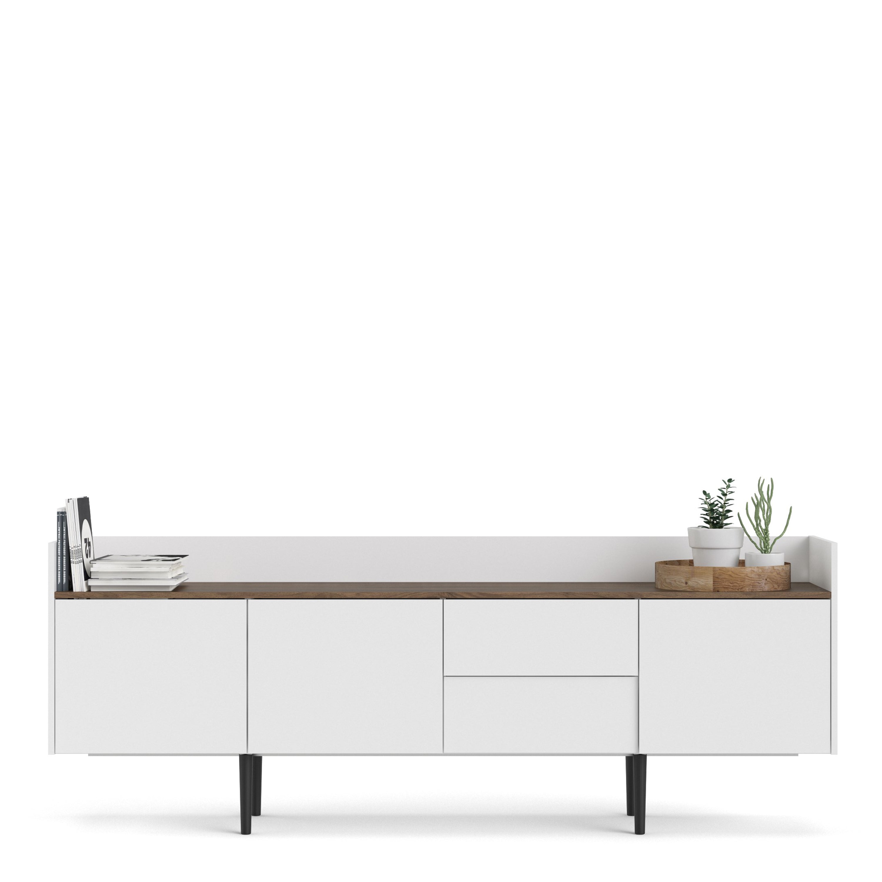 Unit Sideboard 2 Drawers 3 Doors in White and Walnut – FTG, view 8
