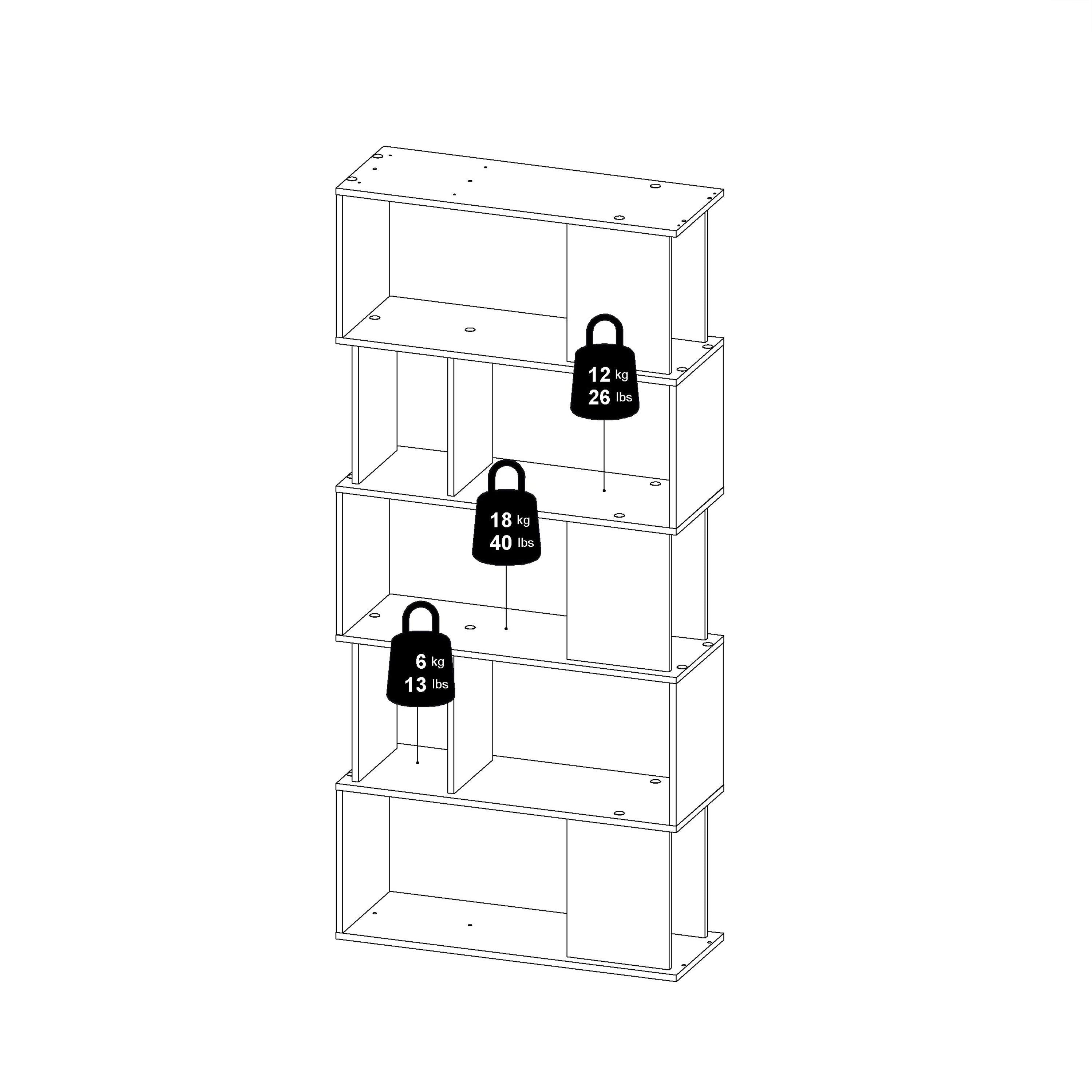 Maze Open Bookcase 4 Shelves in Jackson Hickory Oak and White – FTG, view 10
