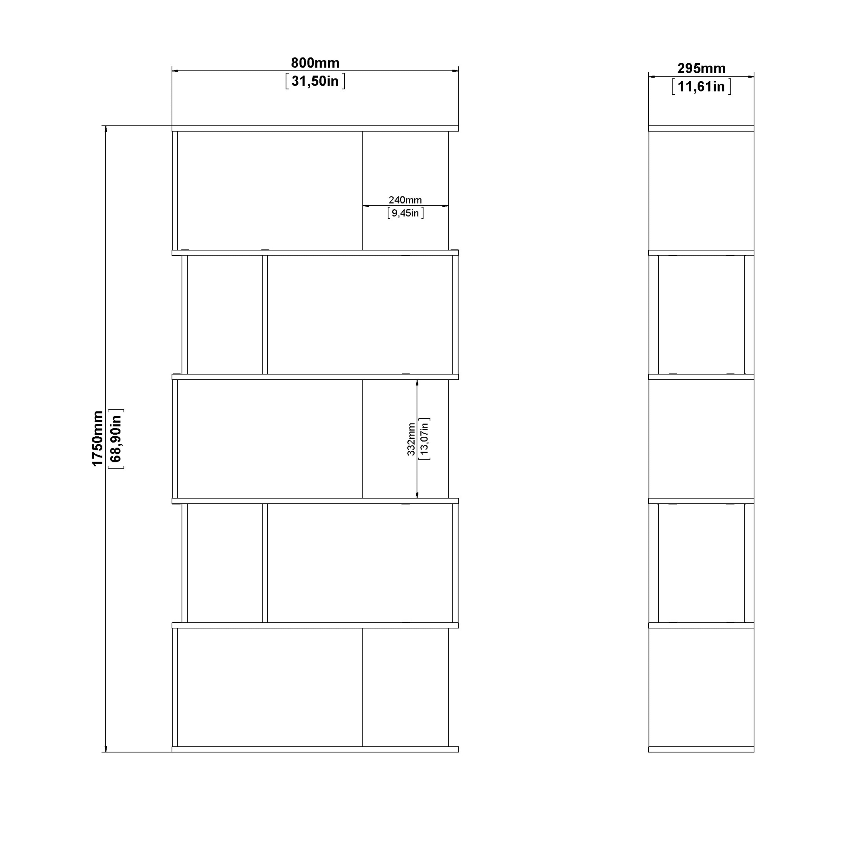 Maze Open Bookcase 4 Shelves in Jackson Hickory Oak and White – FTG, view 8