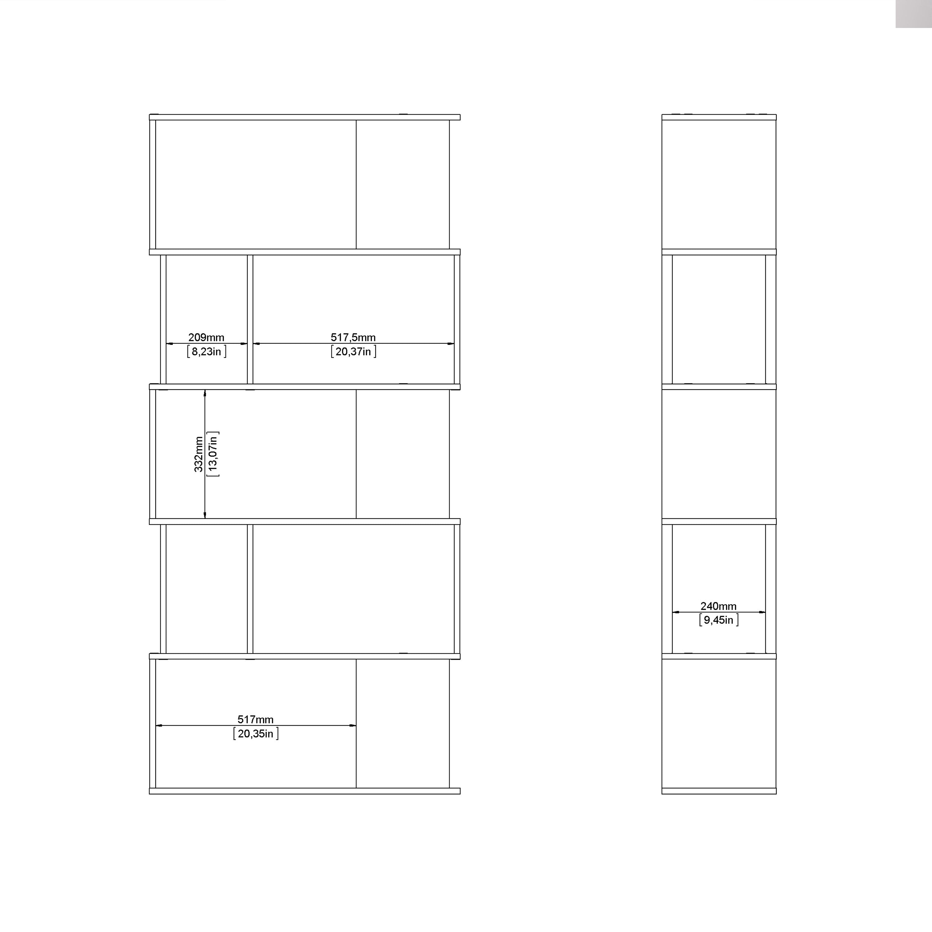 Maze Open Bookcase 4 Shelves in Jackson Hickory Oak and White – FTG, view 9