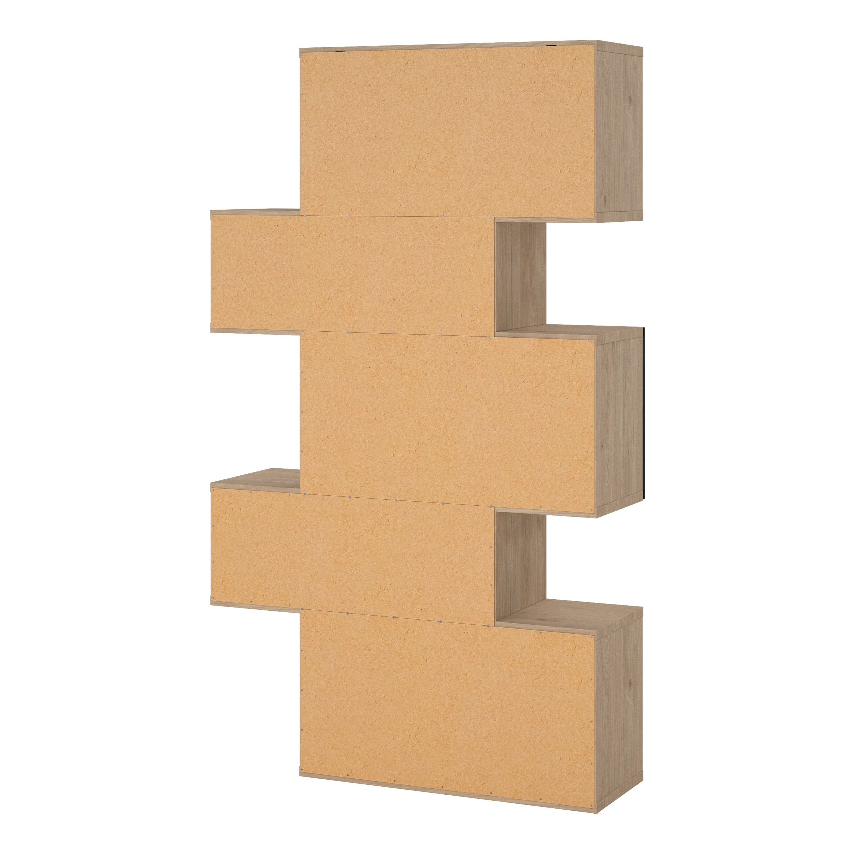 Maze Asymmetrical Bookcase with 3 Doors in Jackson Hickory and Black – FTG, view 4