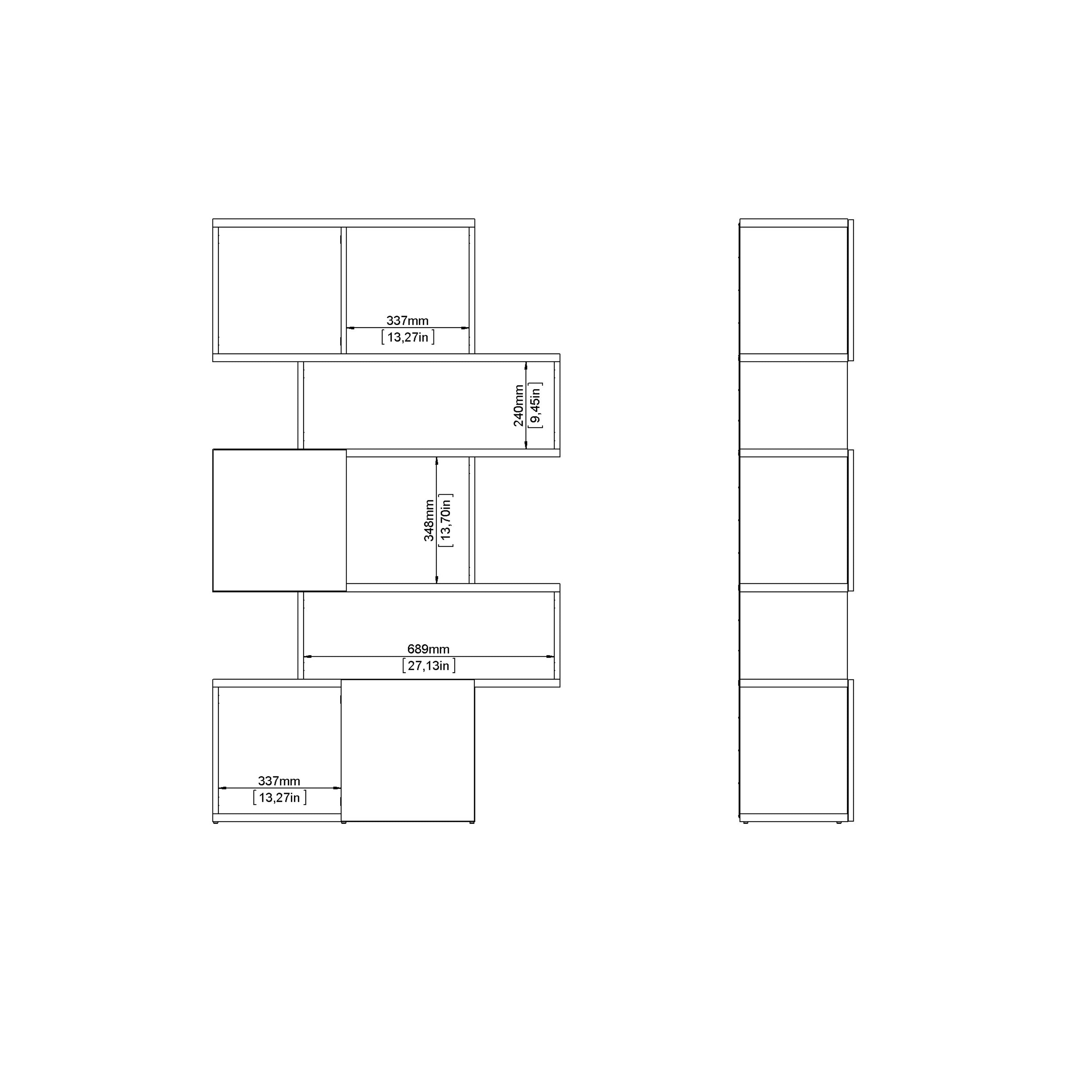 Maze Asymmetrical Bookcase with 3 Doors in Jackson Hickory and Concrete – FTG, view 10