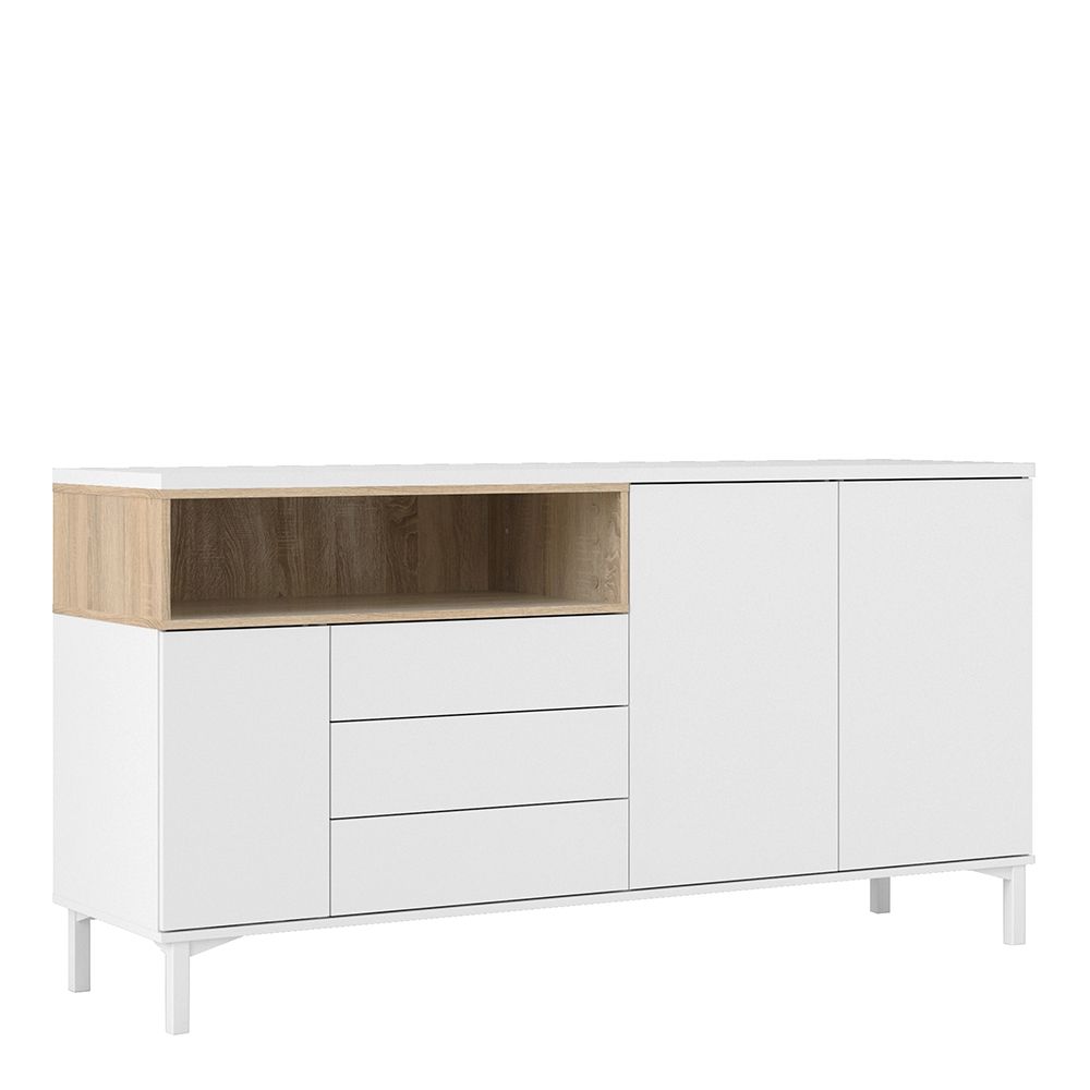 Roomers Sideboard 3 Drawers 3 Doors in White and Oak – FTG