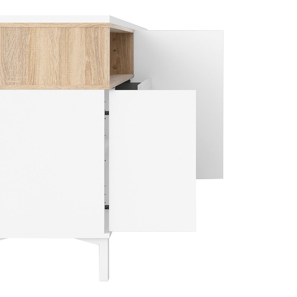 Roomers Sideboard 3 Drawers 3 Doors in White and Oak – FTG, view 7