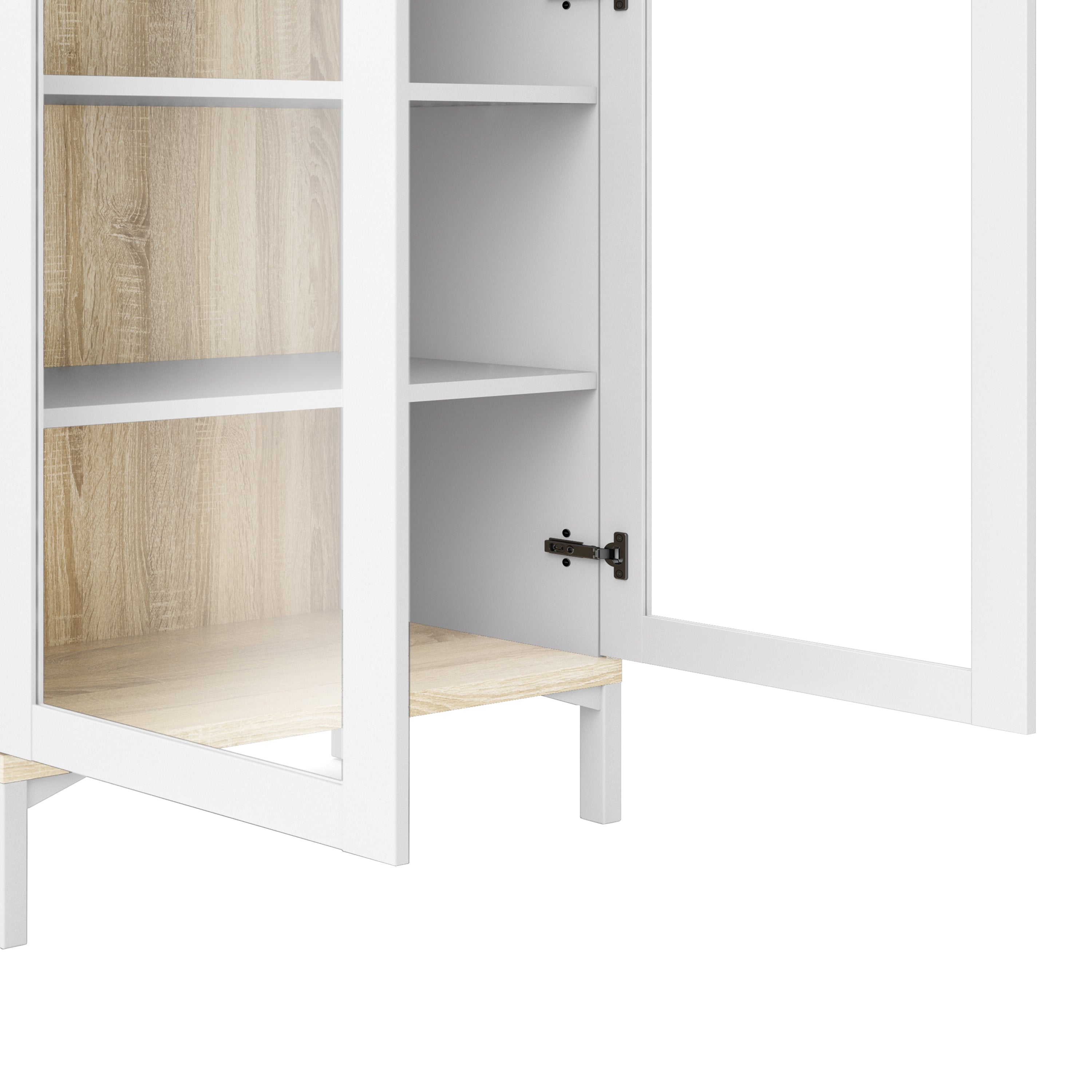 Roomers Display Cabinet Glazed 2 Doors in White and Oak – FTG, view 8