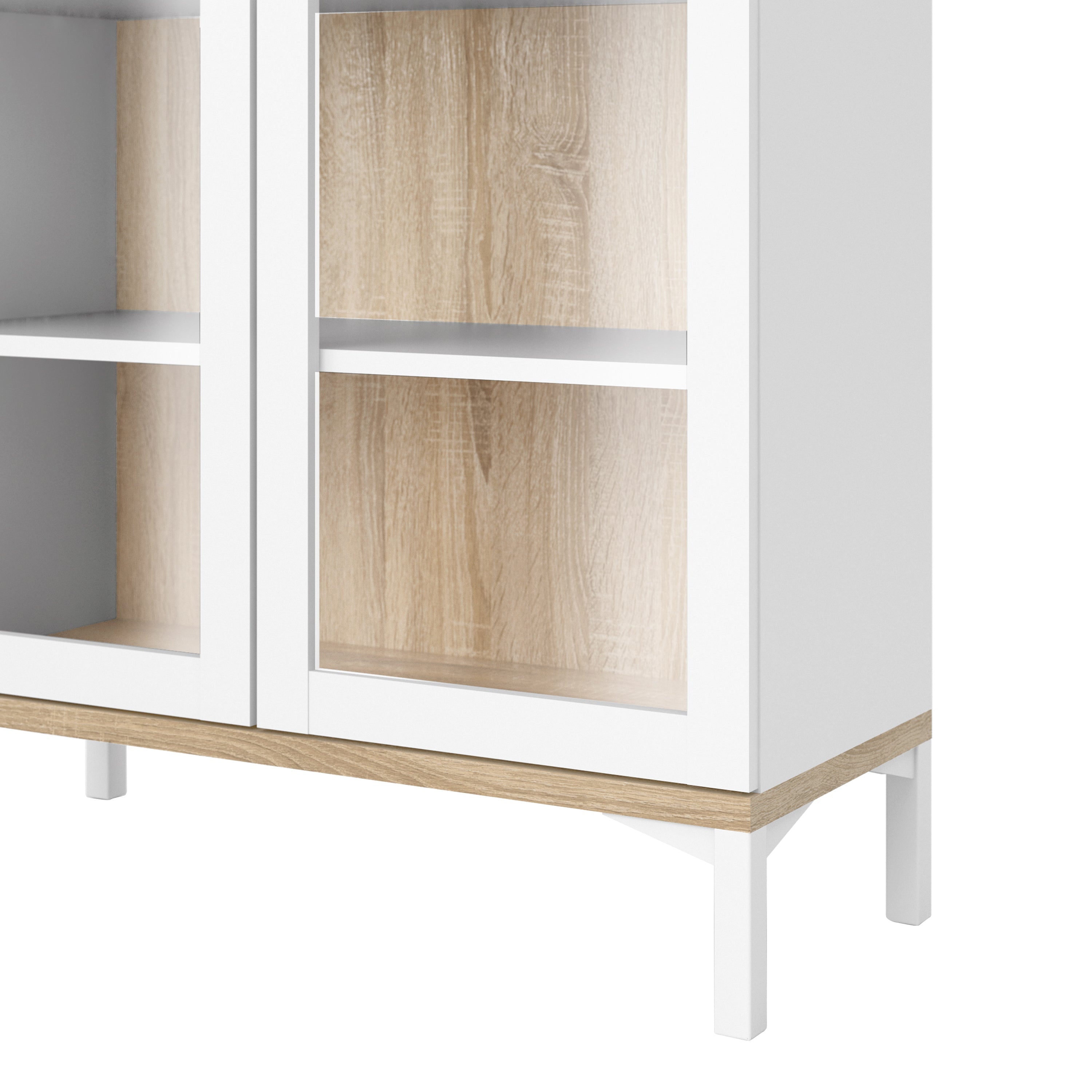 Roomers Display Cabinet Glazed 2 Doors in White and Oak – FTG, view 9
