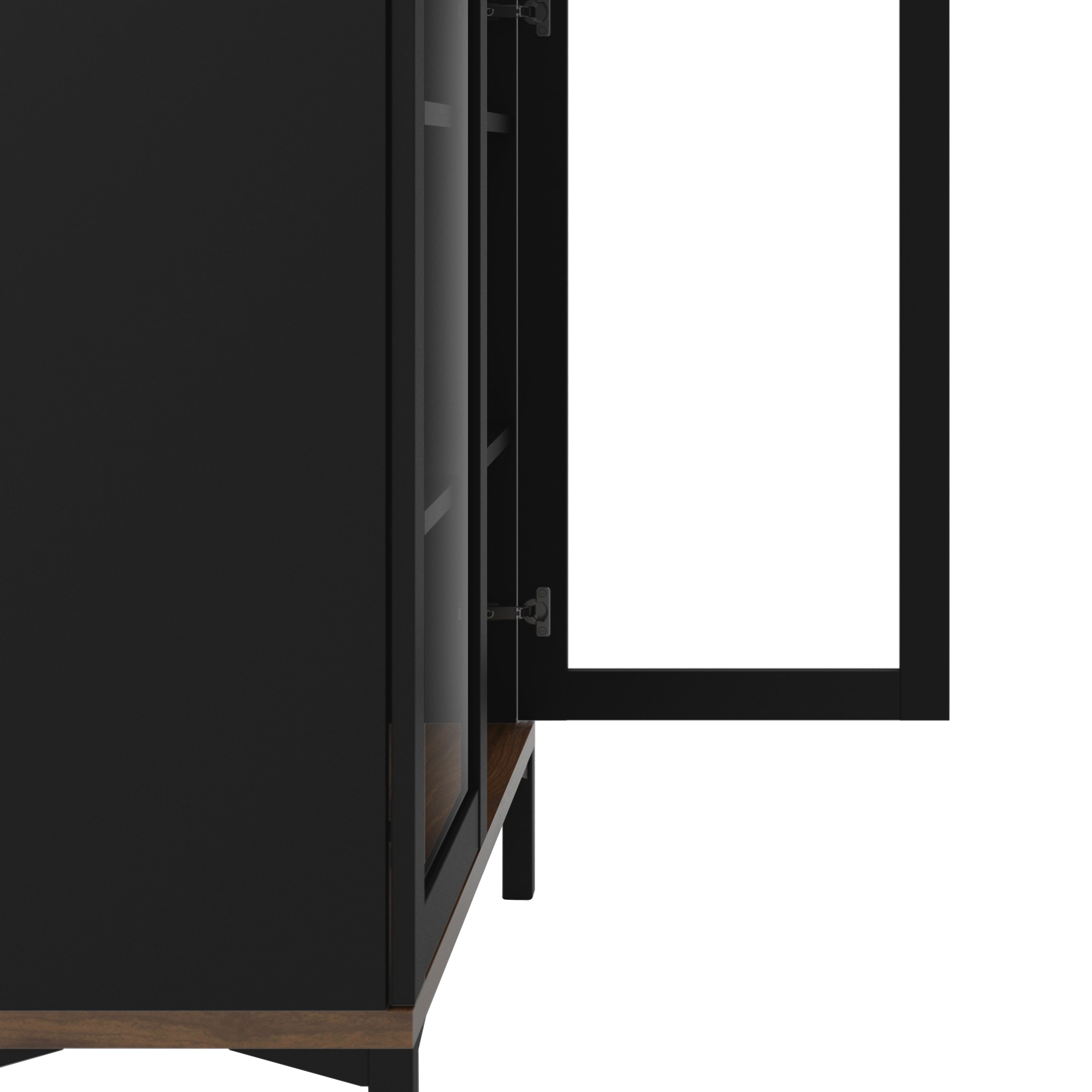 Roomers Display Cabinet Glazed 2 Doors in Black and Walnut – FTG, view 11