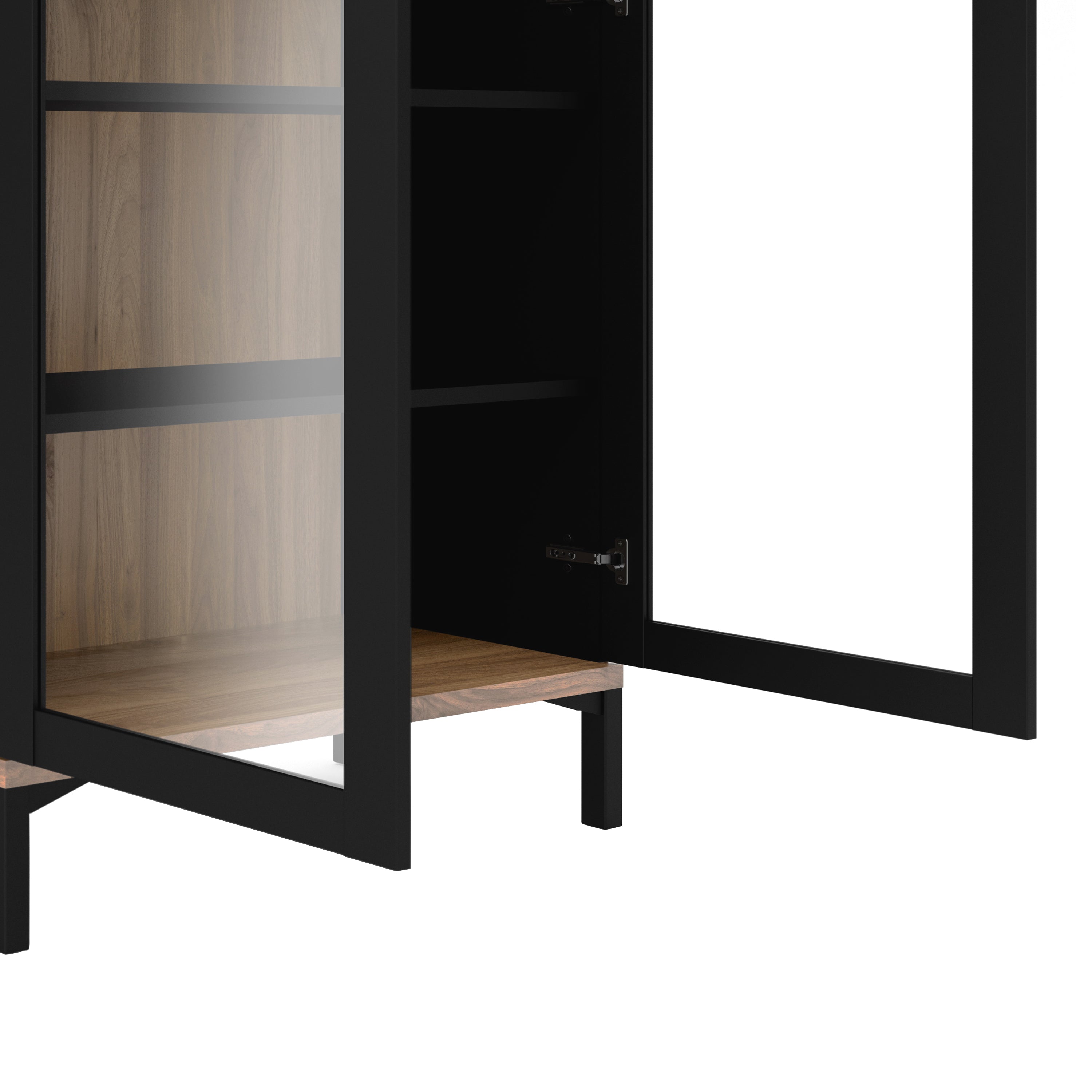 Roomers Display Cabinet Glazed 2 Doors in Black and Walnut – FTG, view 12
