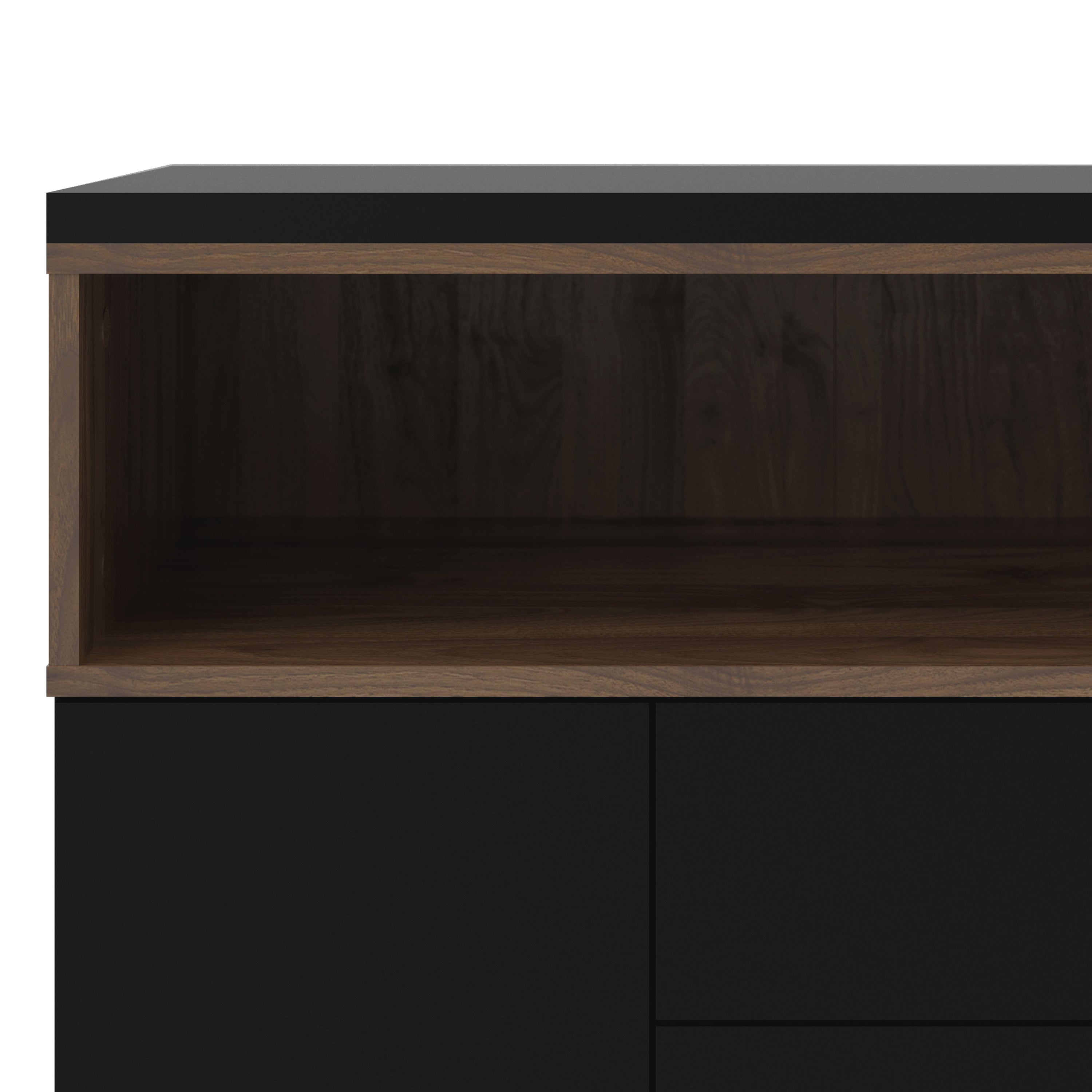 Roomers Sideboard 3 Drawers 3 Doors in Black and Walnut – FTG, view 7