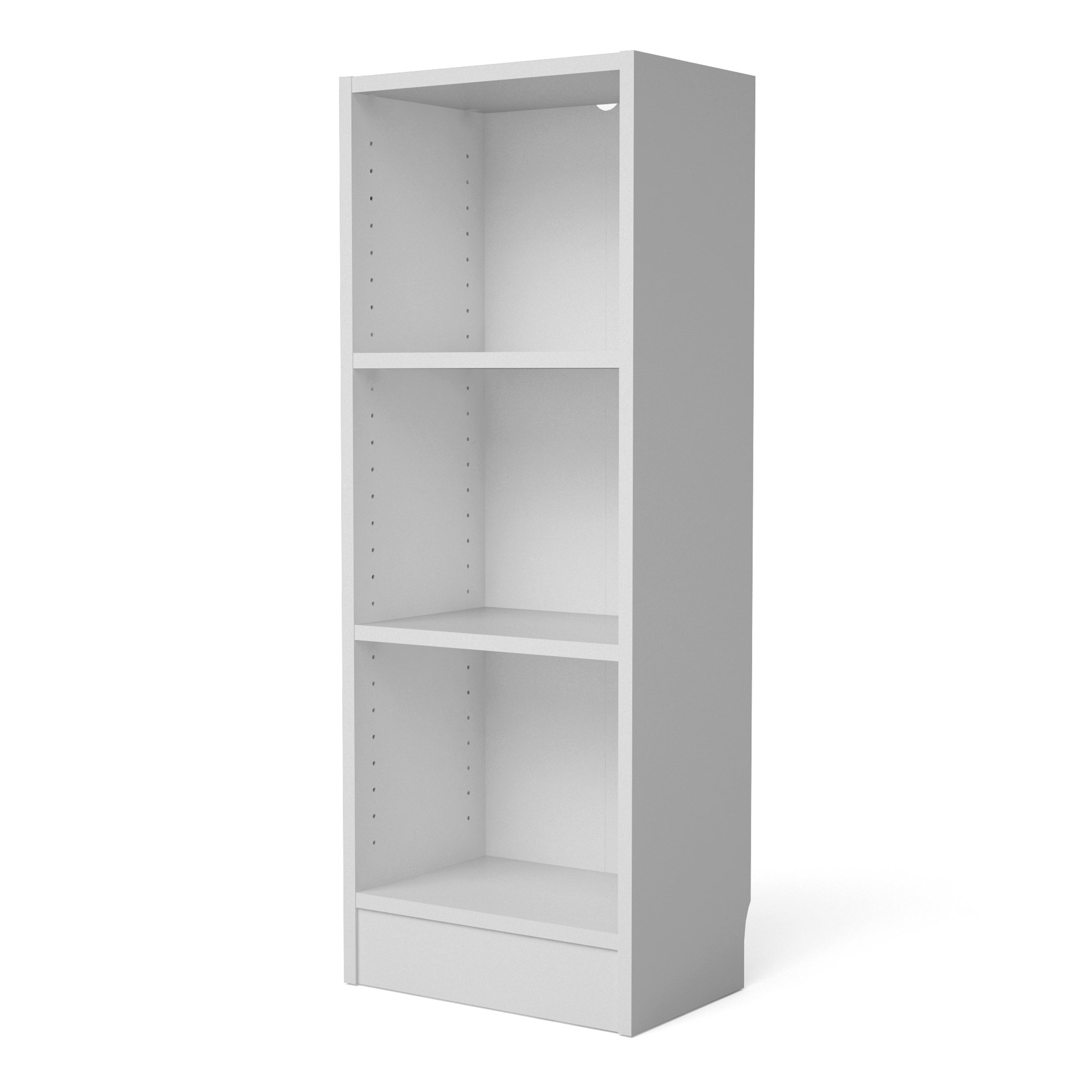 Basic Low Narrow Bookcase (2 Shelves) in White – FTG, view 3