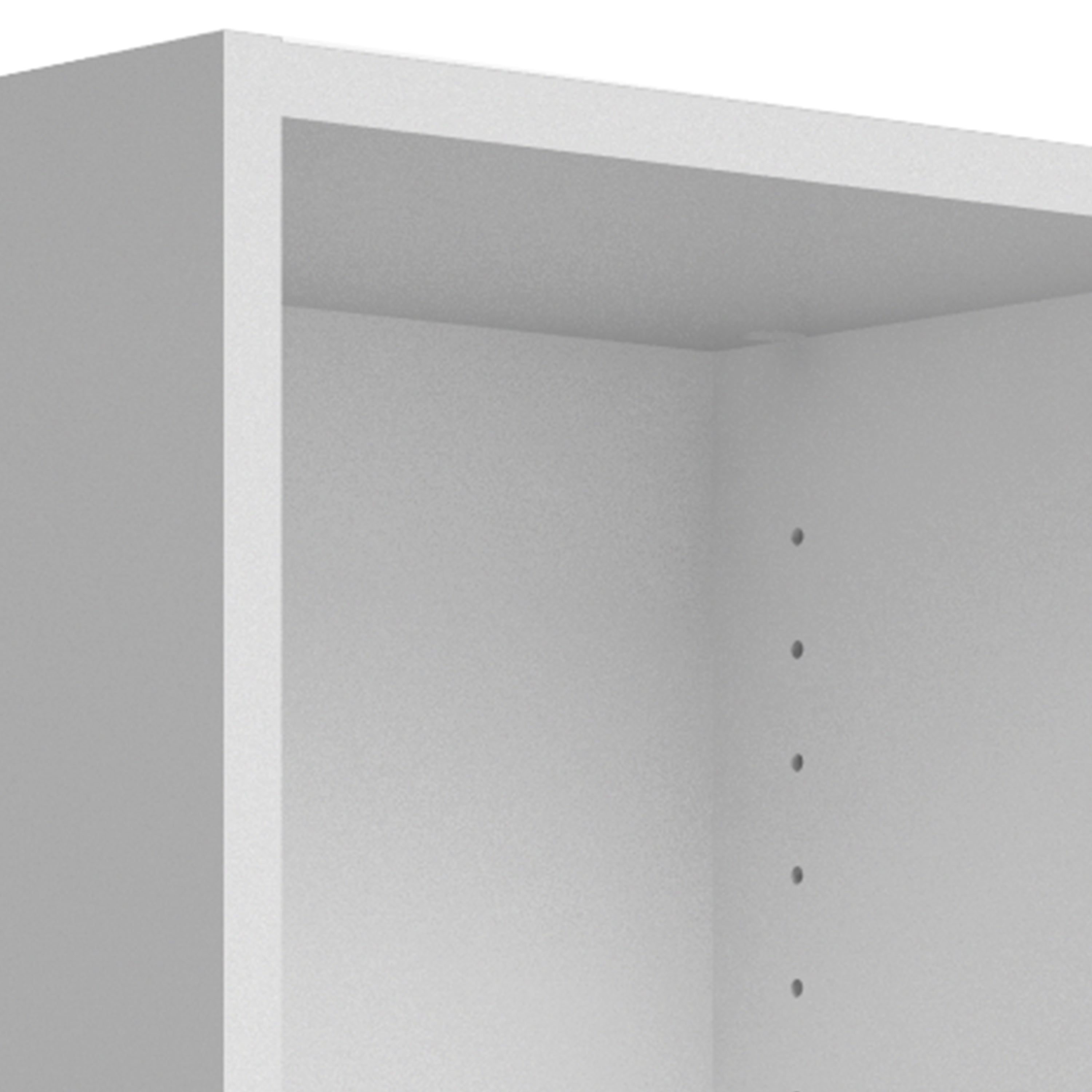 Basic Low Narrow Storage Cabinet in White (2 Shelves) with Oak Door