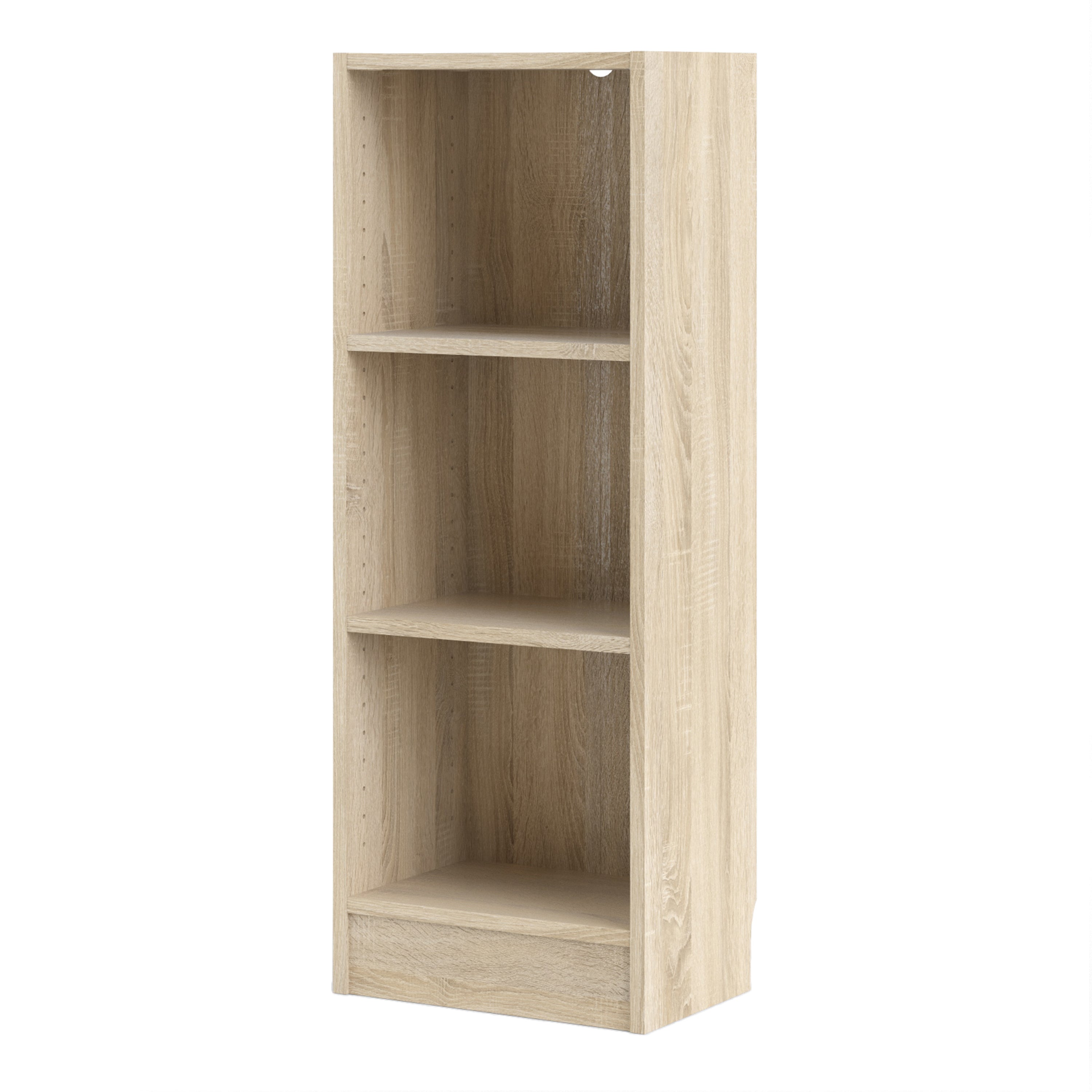 Basic Low Narrow Bookcase (2 Shelves) in Oak – FTG, view 3
