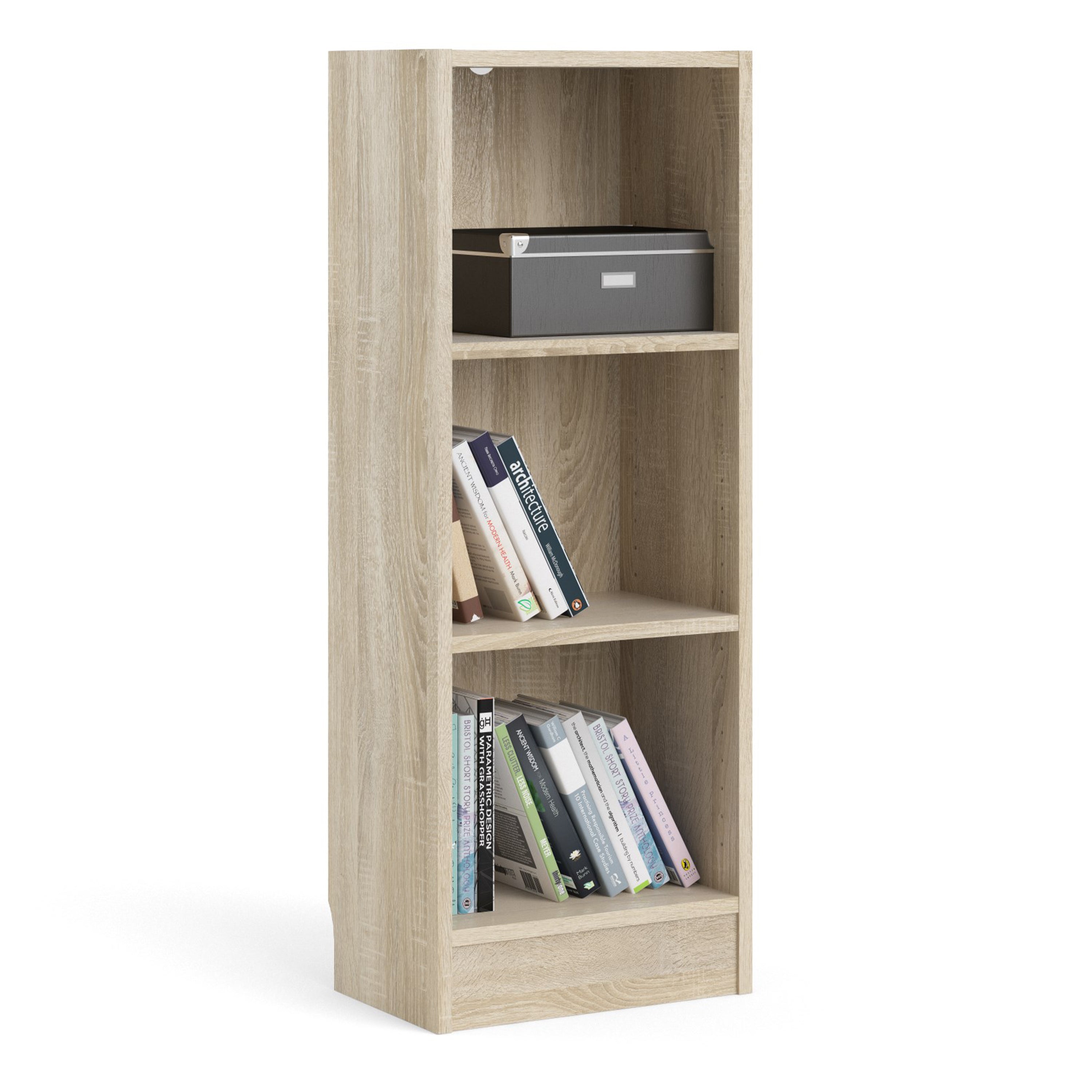 Basic Low Narrow Bookcase (2 Shelves) in Oak – FTG, view 6