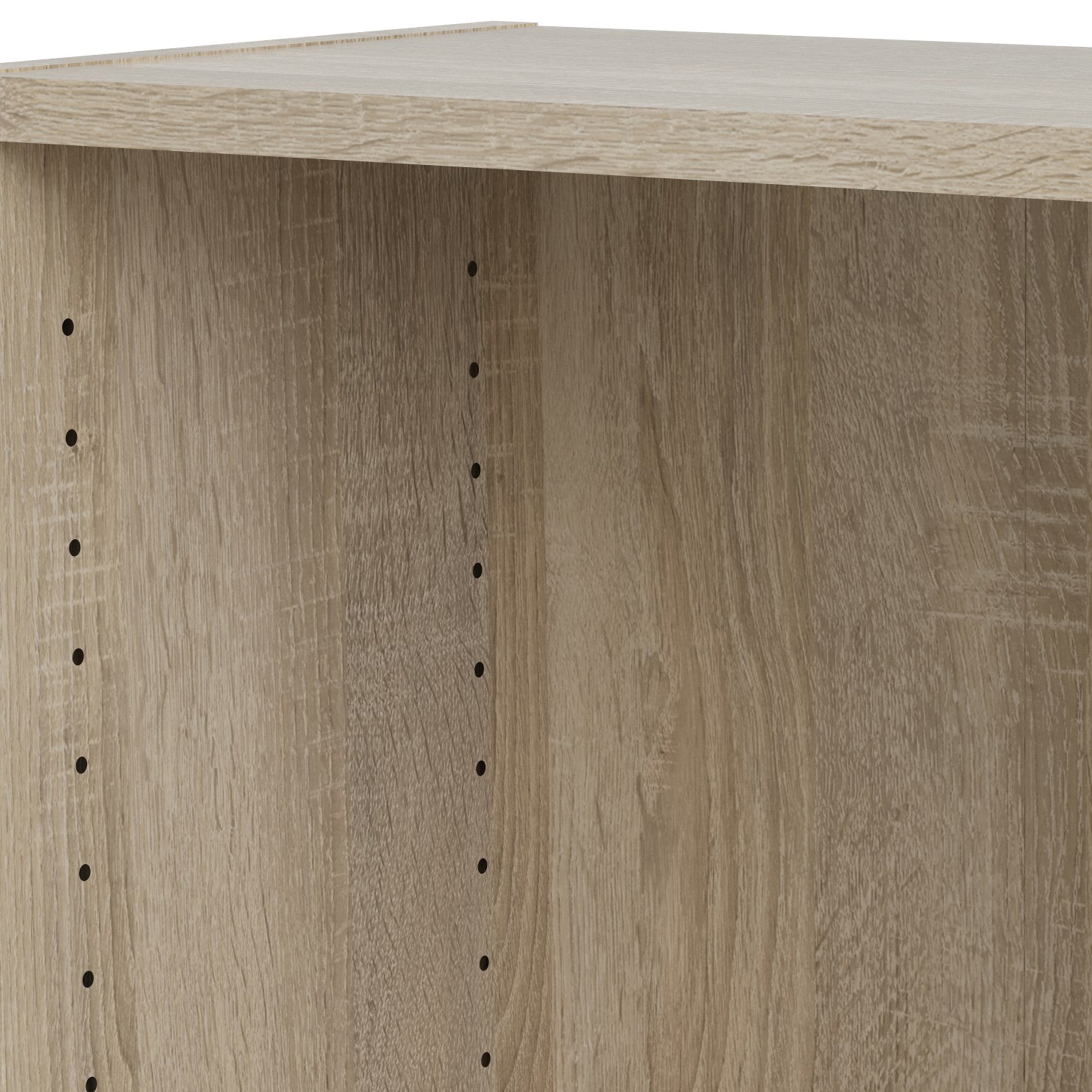 Basic Low Narrow Display Cabinet in Oak (2 Shelves) with Glass Oak Door