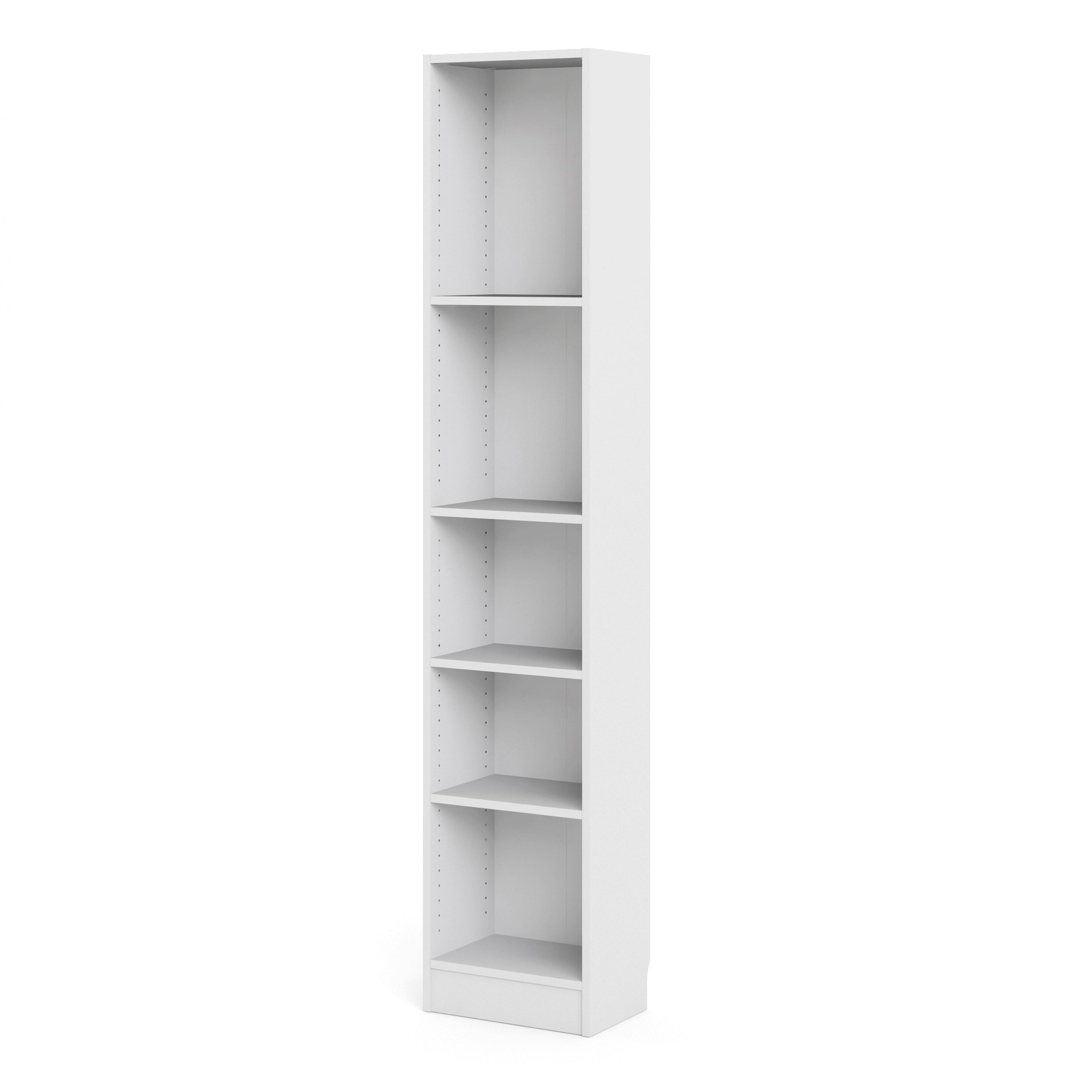 Basic Tall Narrow Bookcase (4 Shelves) in White – FTG, view 2