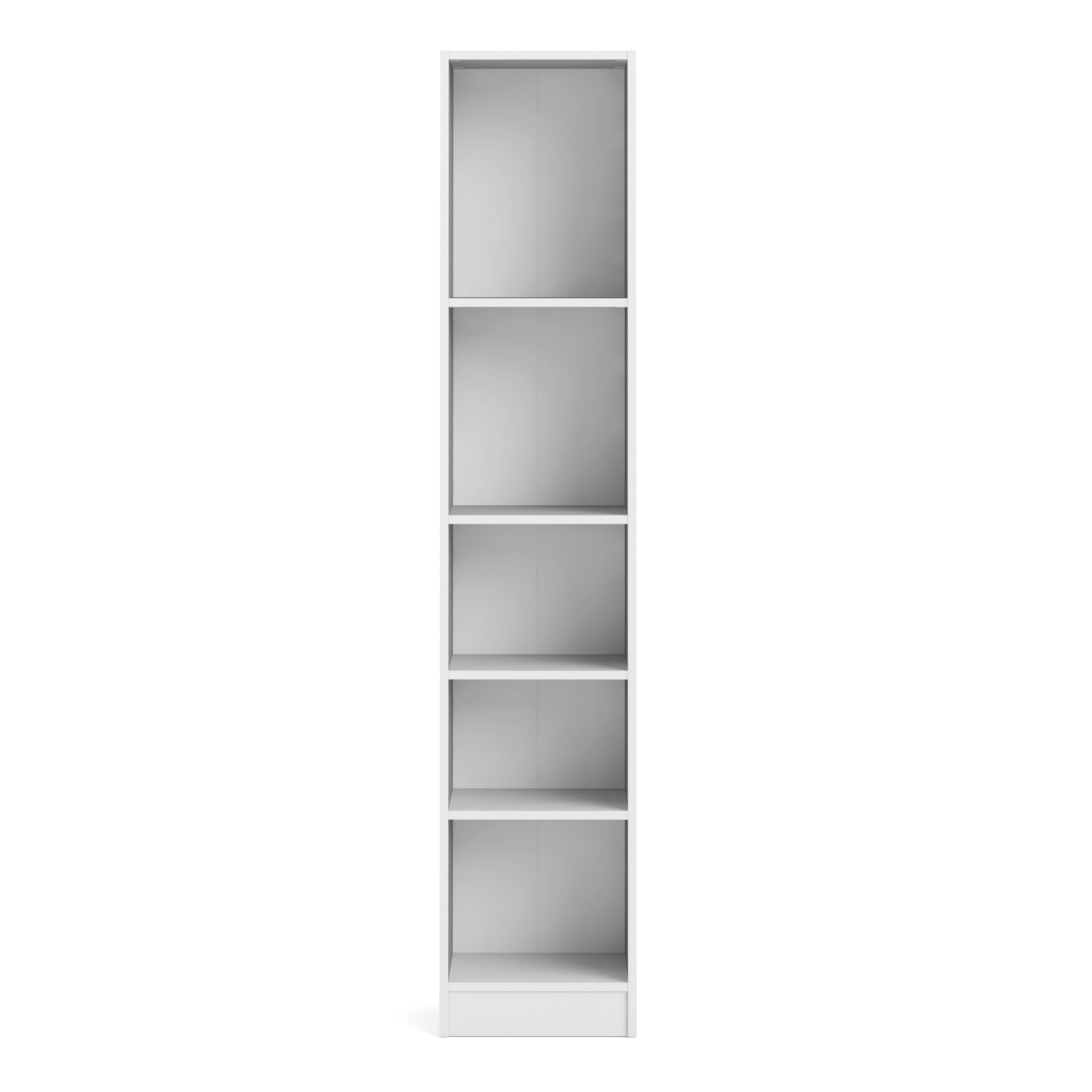 Basic Tall Narrow Bookcase (4 Shelves) in White – FTG, view 3