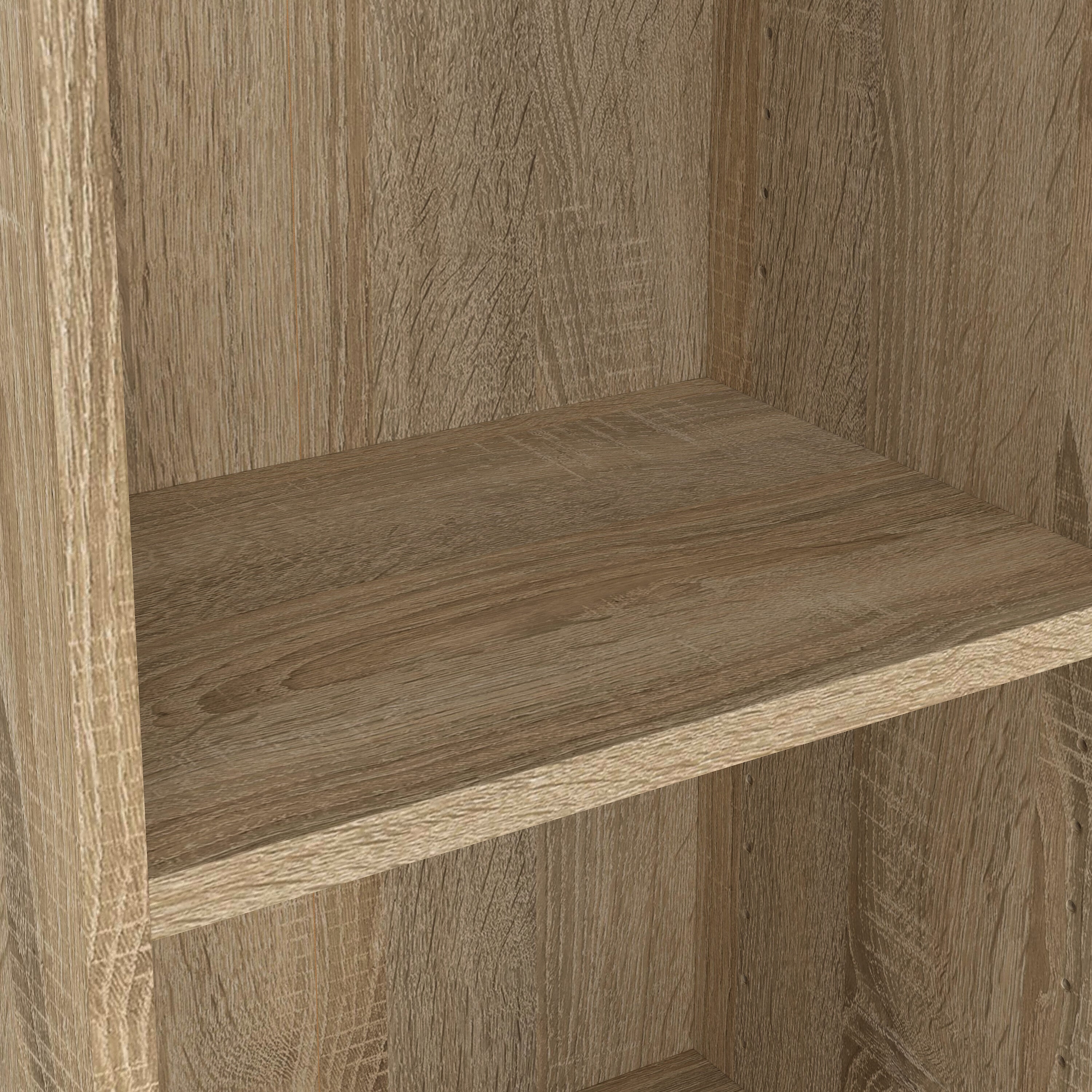 Basic Tall Narrow Combination Storage Bookcase in Oak (4 Shelves) with White Door