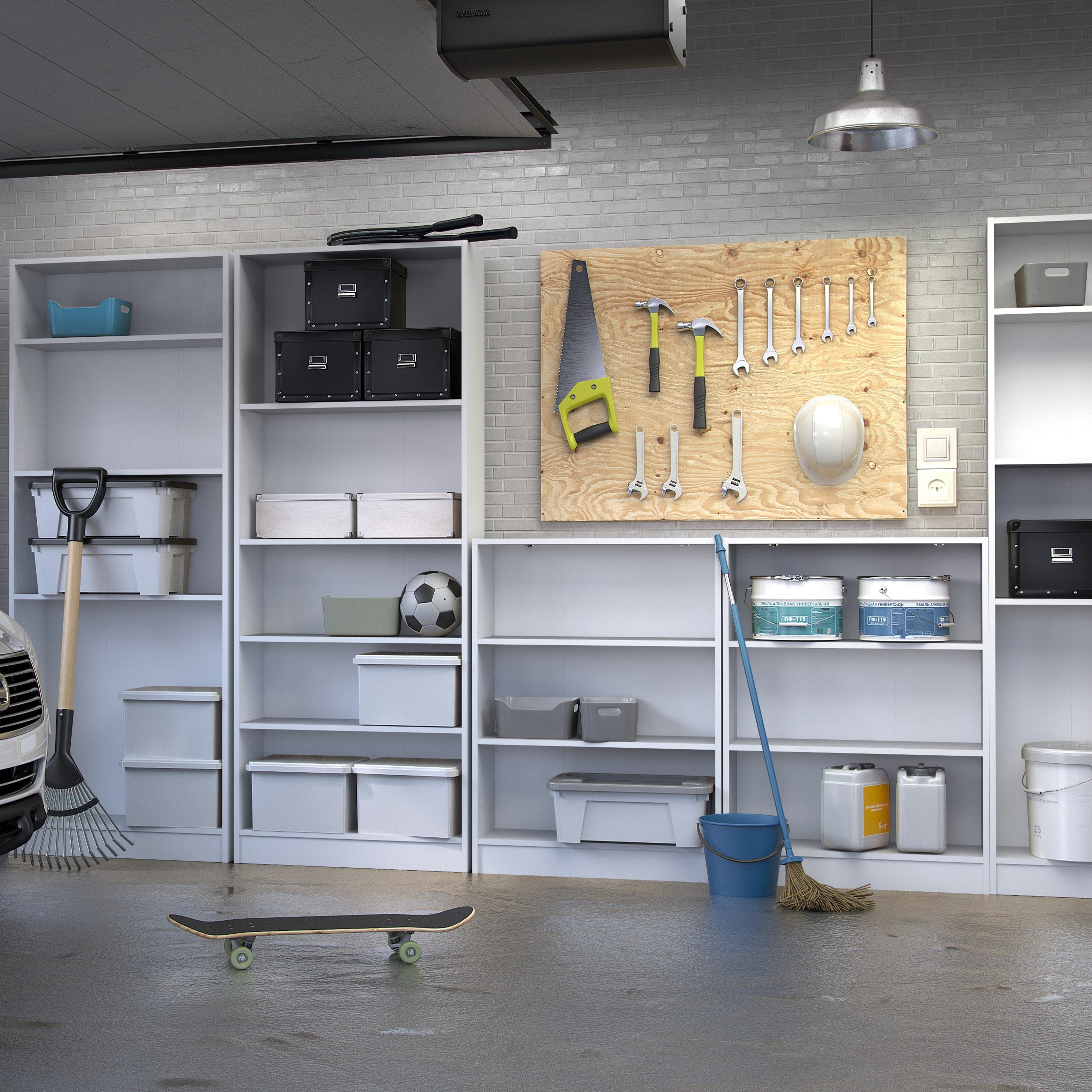 Basic Low Wide Bookcase (2 Shelves) in White – FTG, view 8