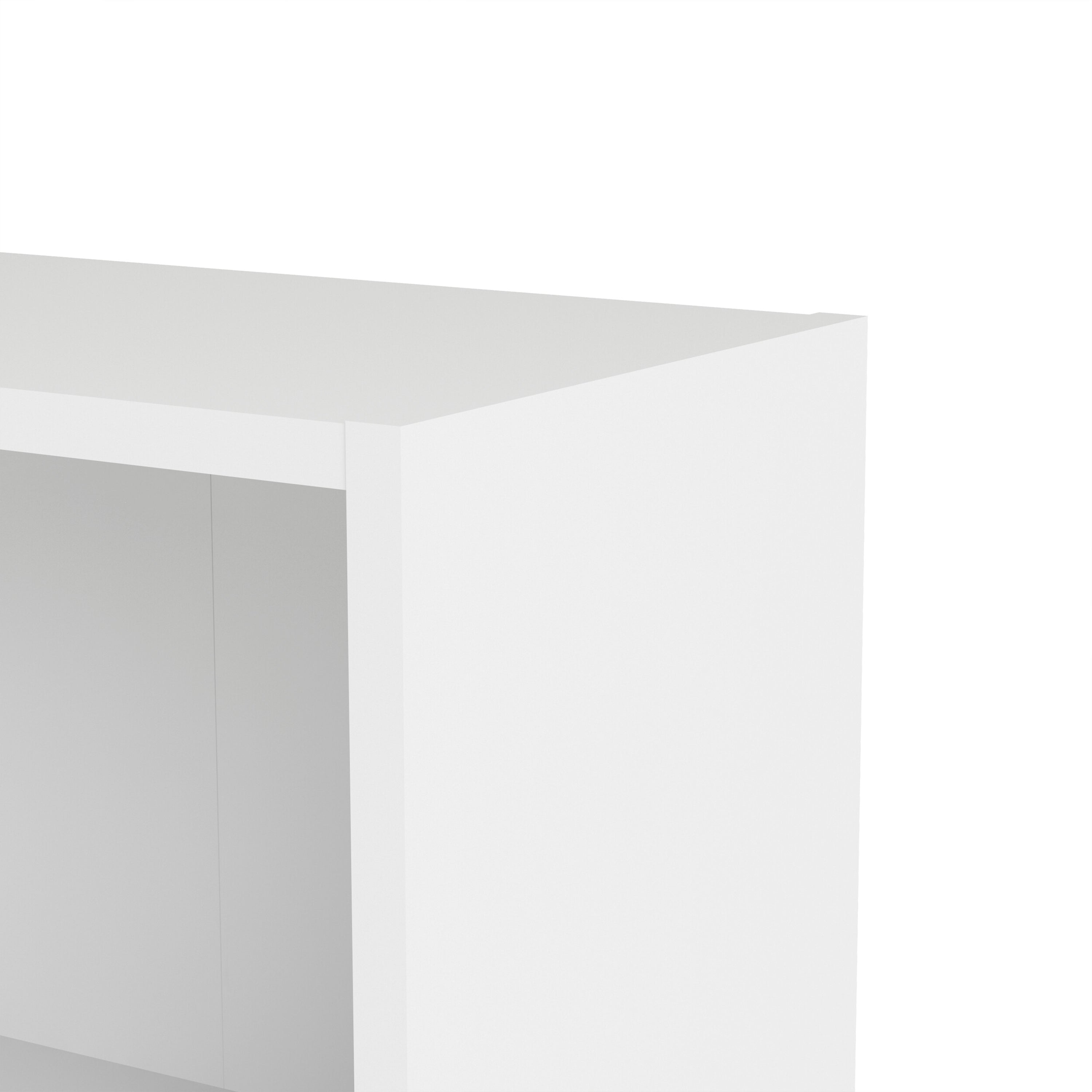 Basic Low Wide Storage Cabinet in White (2 Shelves) with 2 White Doors