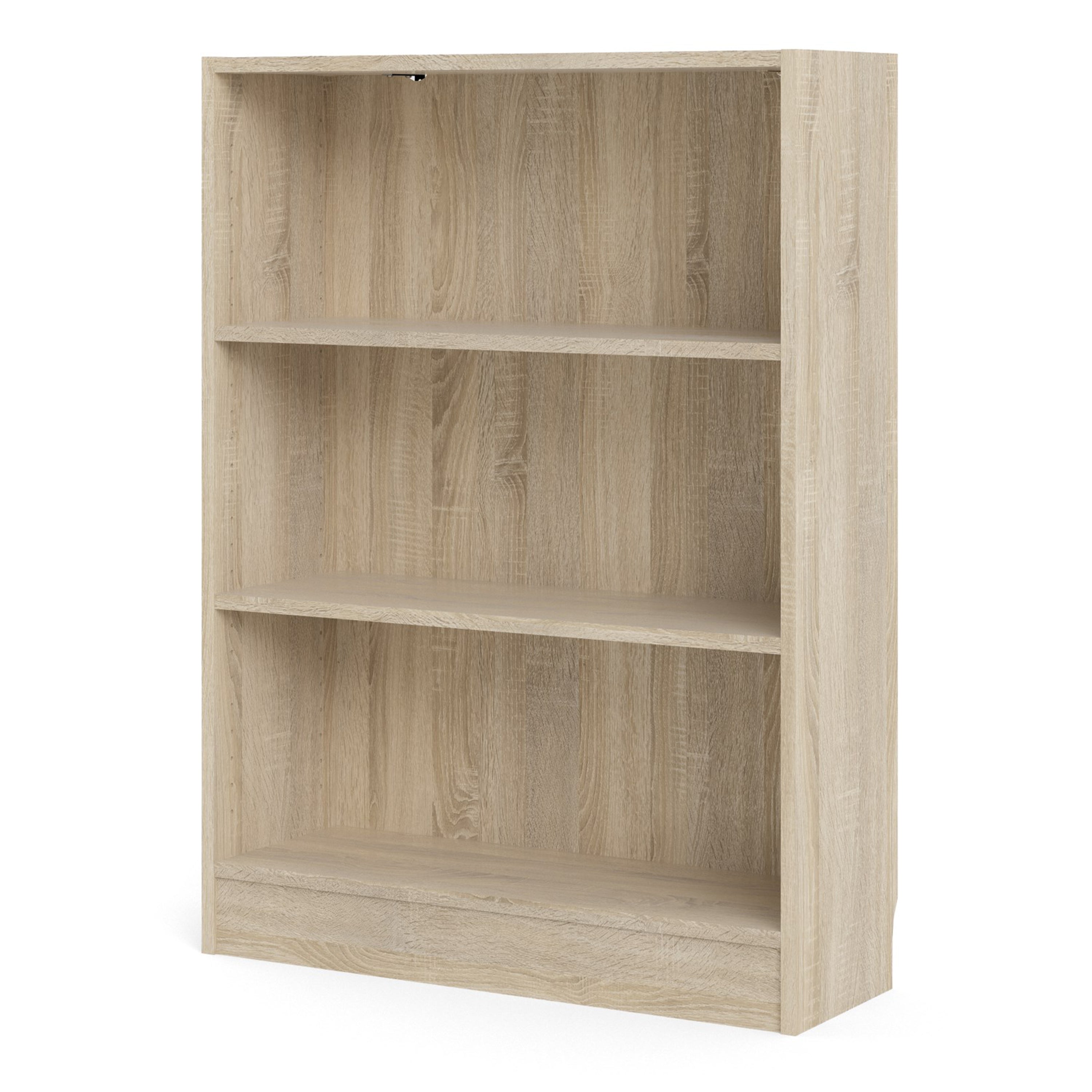 Basic Low Wide Bookcase (2 Shelves) in Oak – FTG, view 3