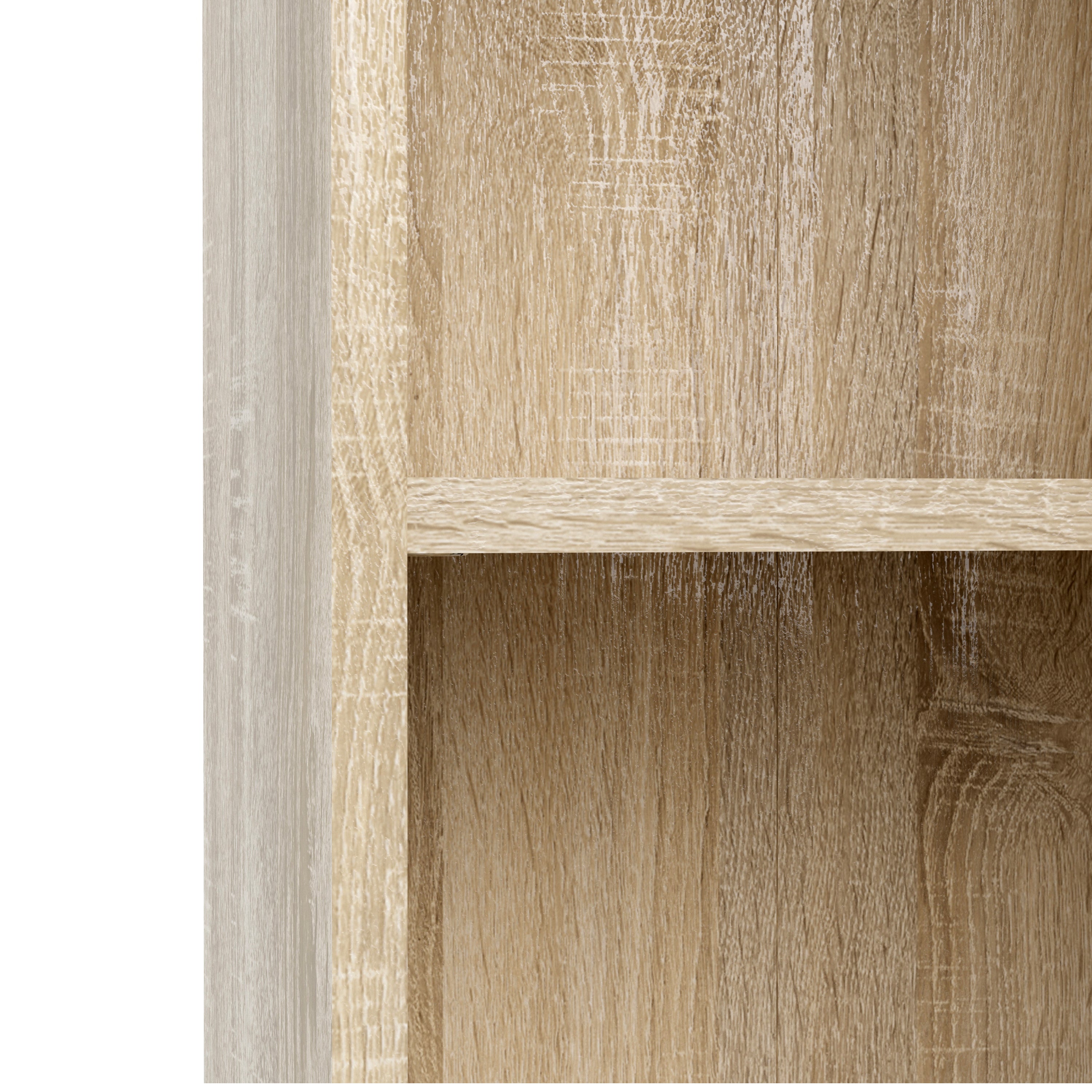 Basic Low Wide Storage Cabinet in Oak (2 Shelves) with 2 Oak Doos
