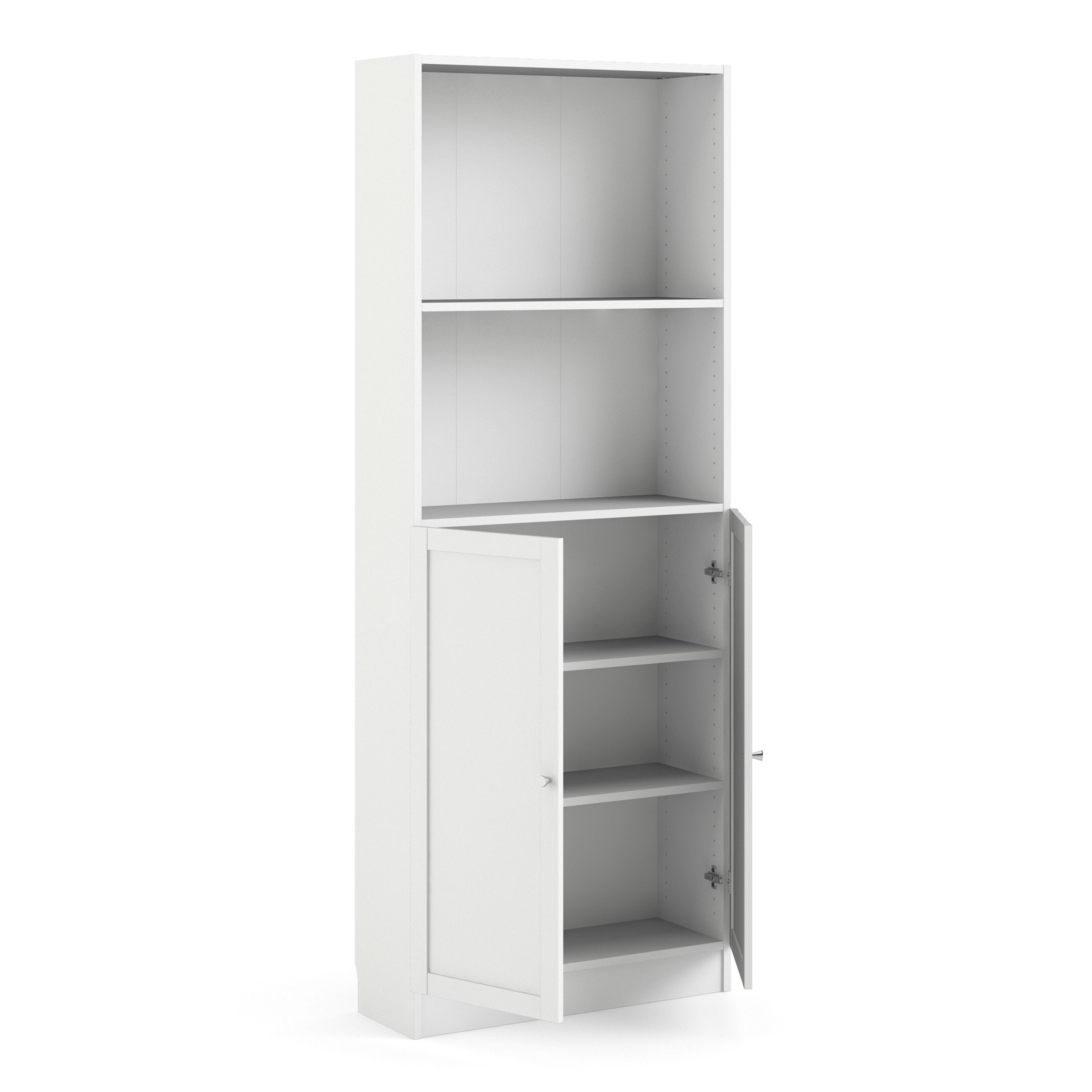 Basic Tall Wide Combination Storage in White (4 Shelves) with 2 White Doors