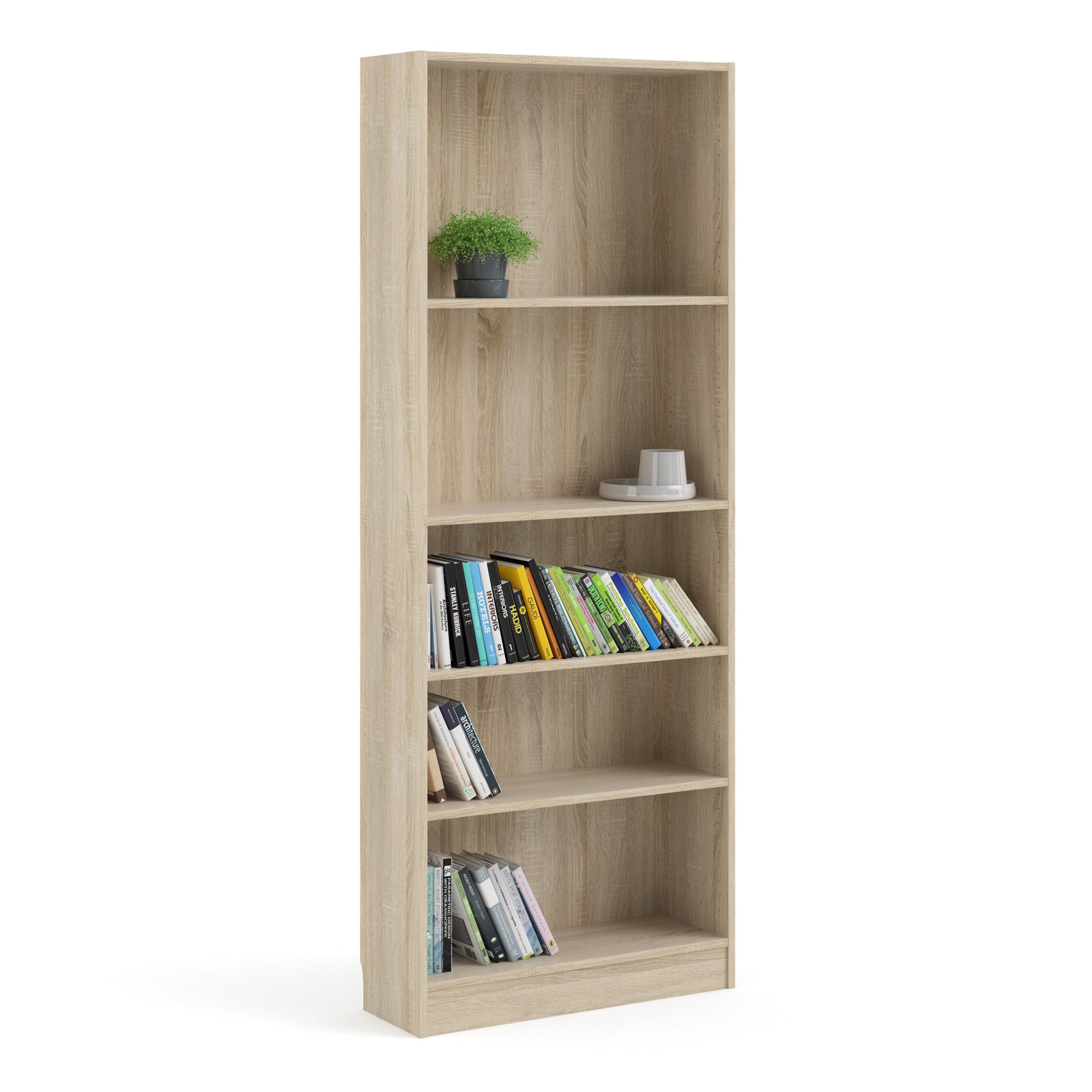Basic Tall Wide Bookcase (4 Shelves) in Oak – FTG, view 8