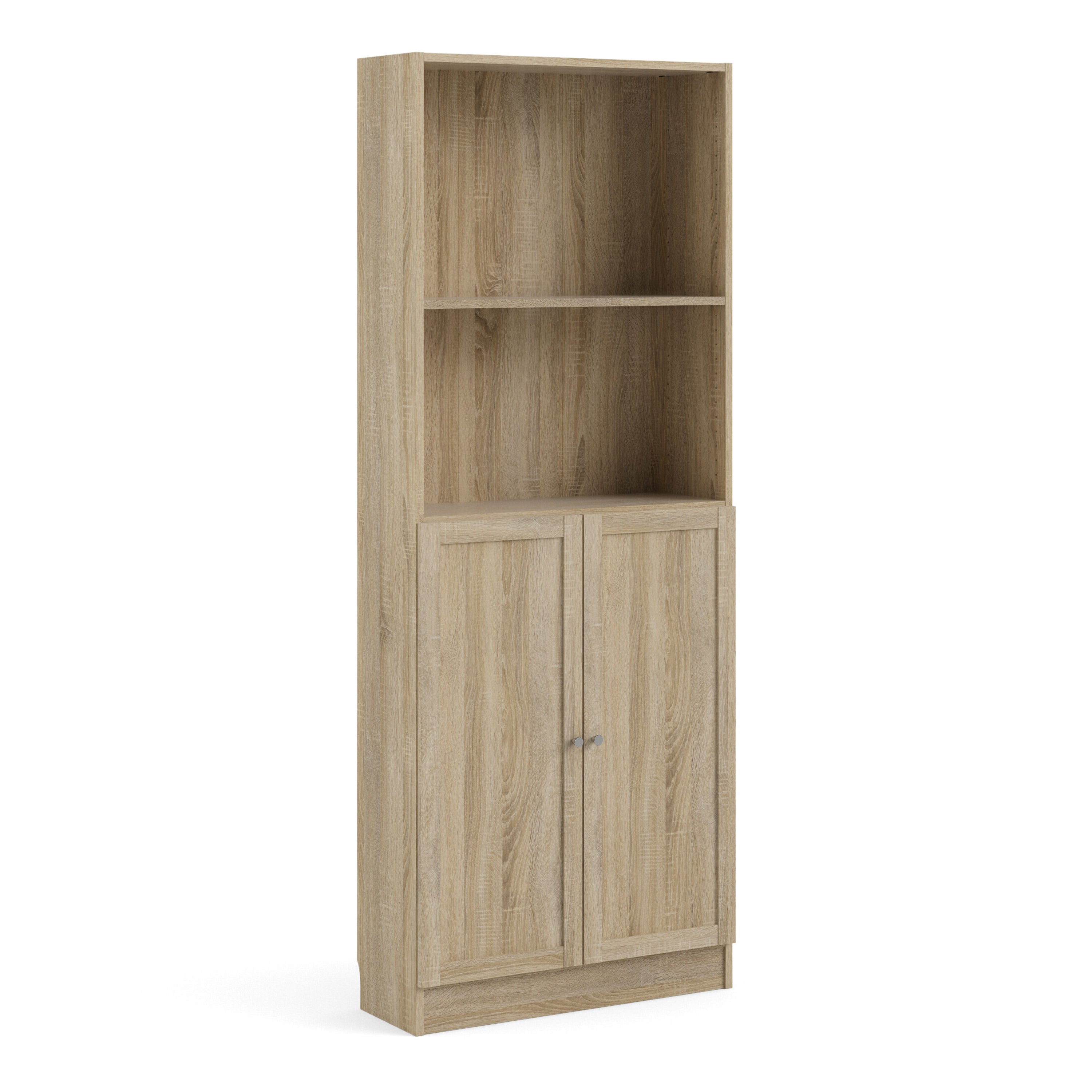 Basic Tall Wide Combination Storage in Oak (4 Shelves) with 2 Oak Doors