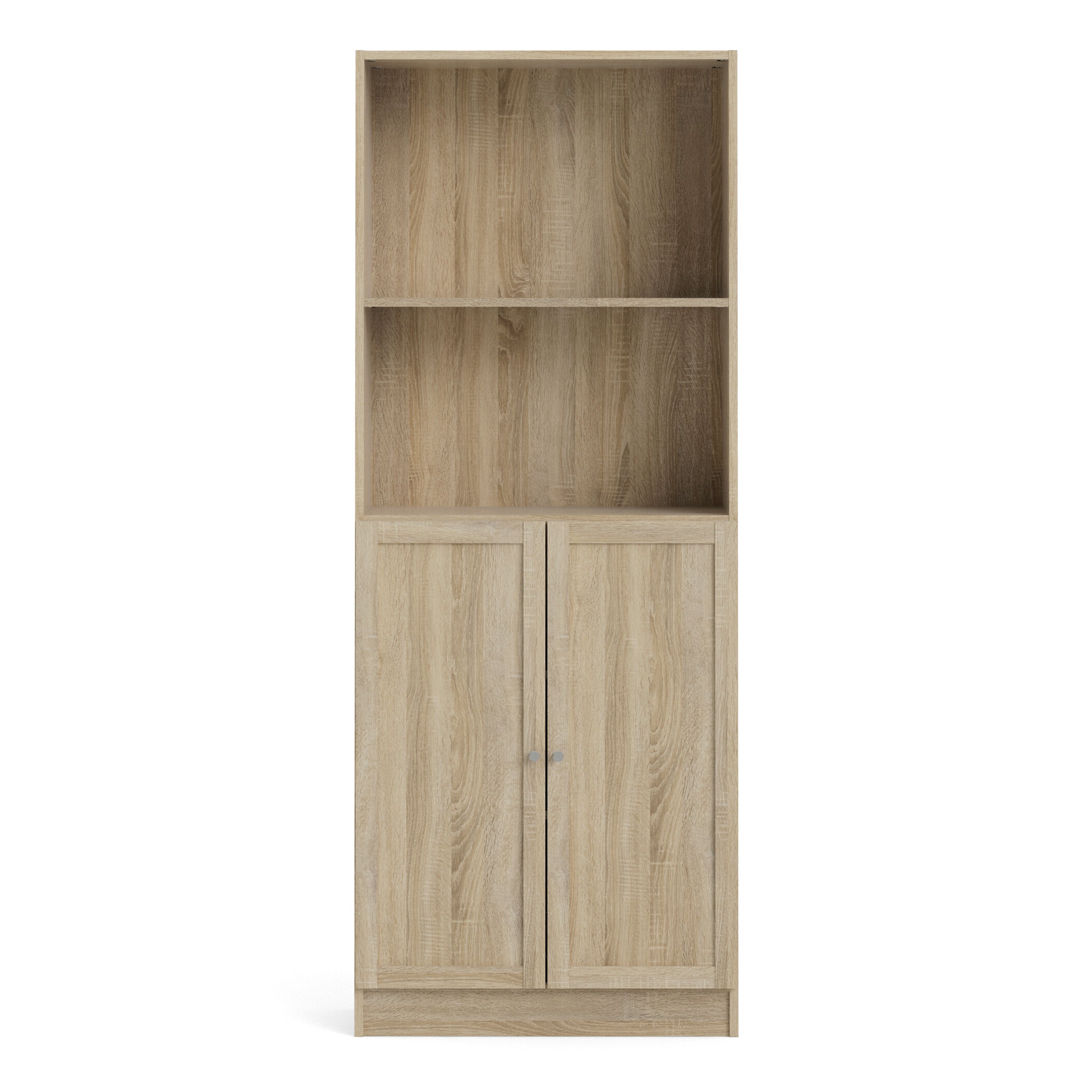 Basic Tall Wide Combination Storage in Oak (4 Shelves) with 2 Oak Doors