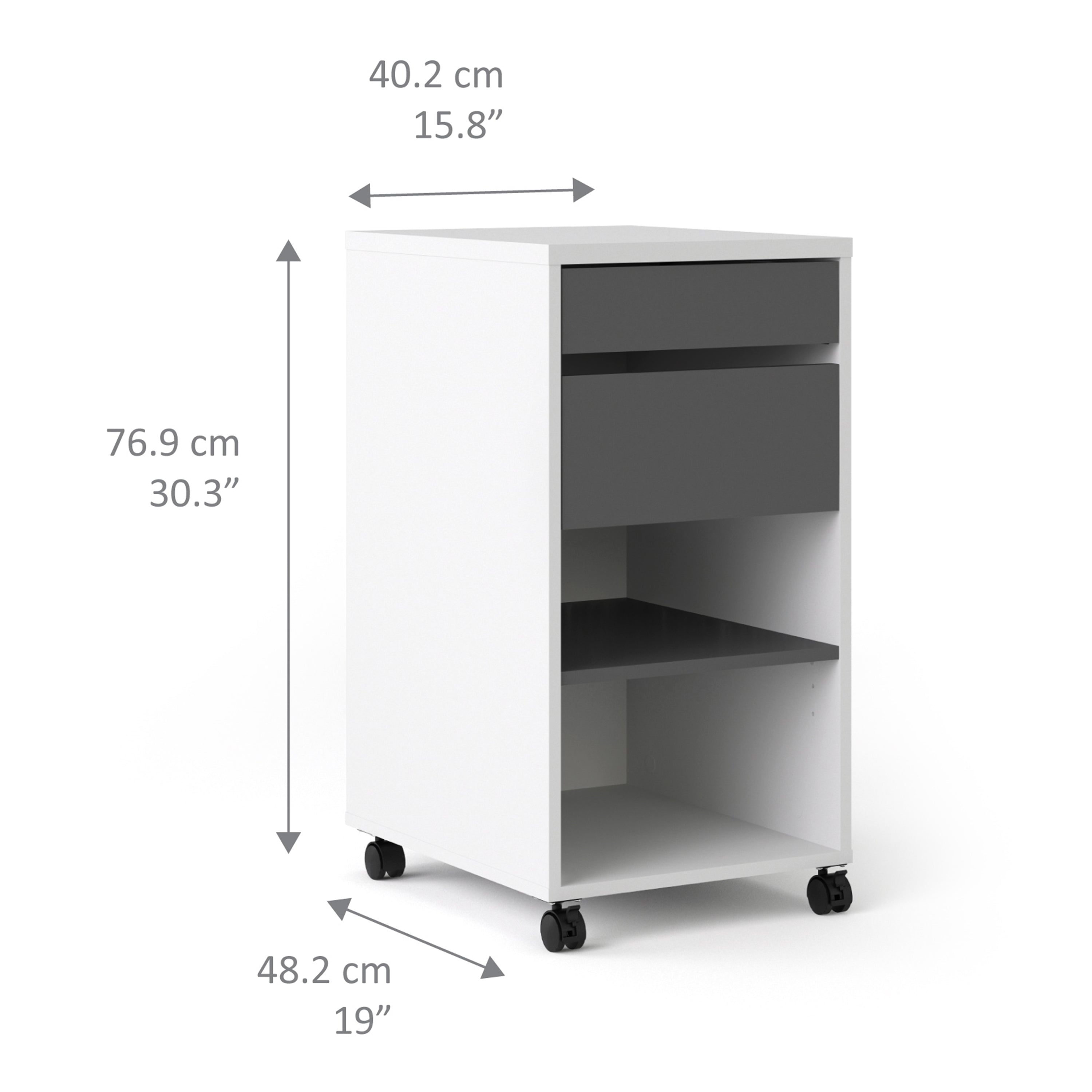 Function Plus Mobile File Cabinet 2 Drawers 1 Shelf – FTG, view 12