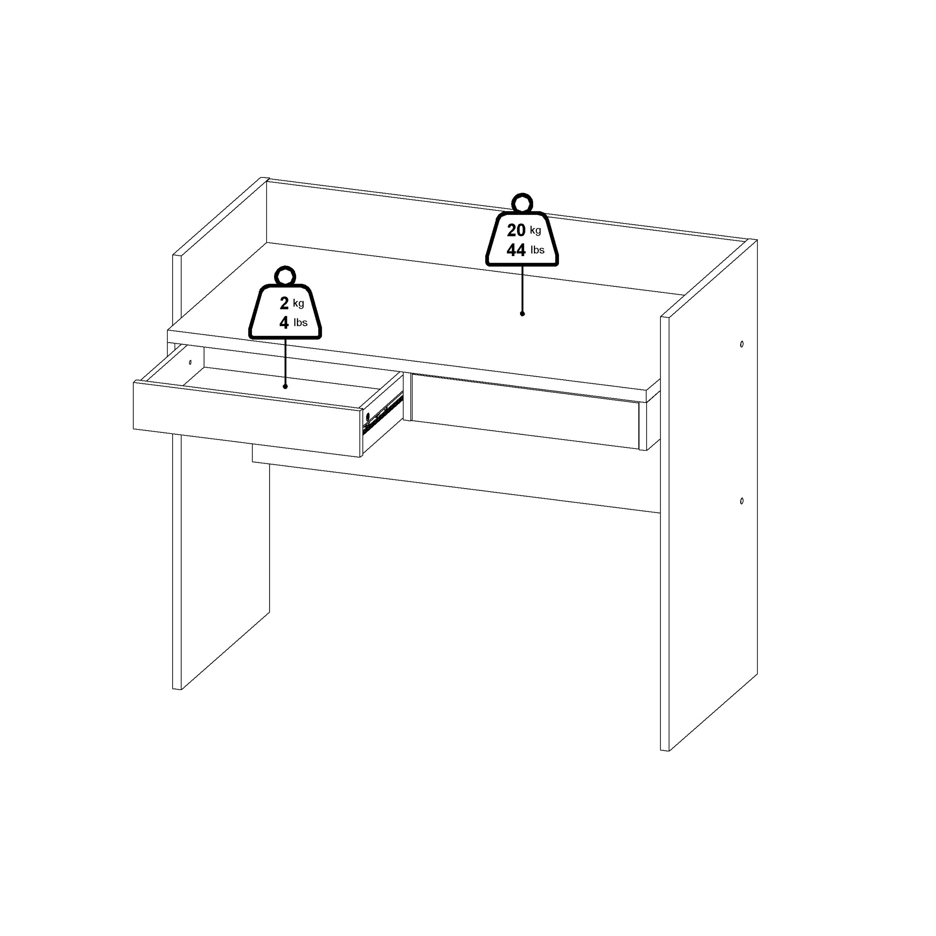 Function Plus Desk 2 Drawers In Jackson Hickory and White – FTG, view 11