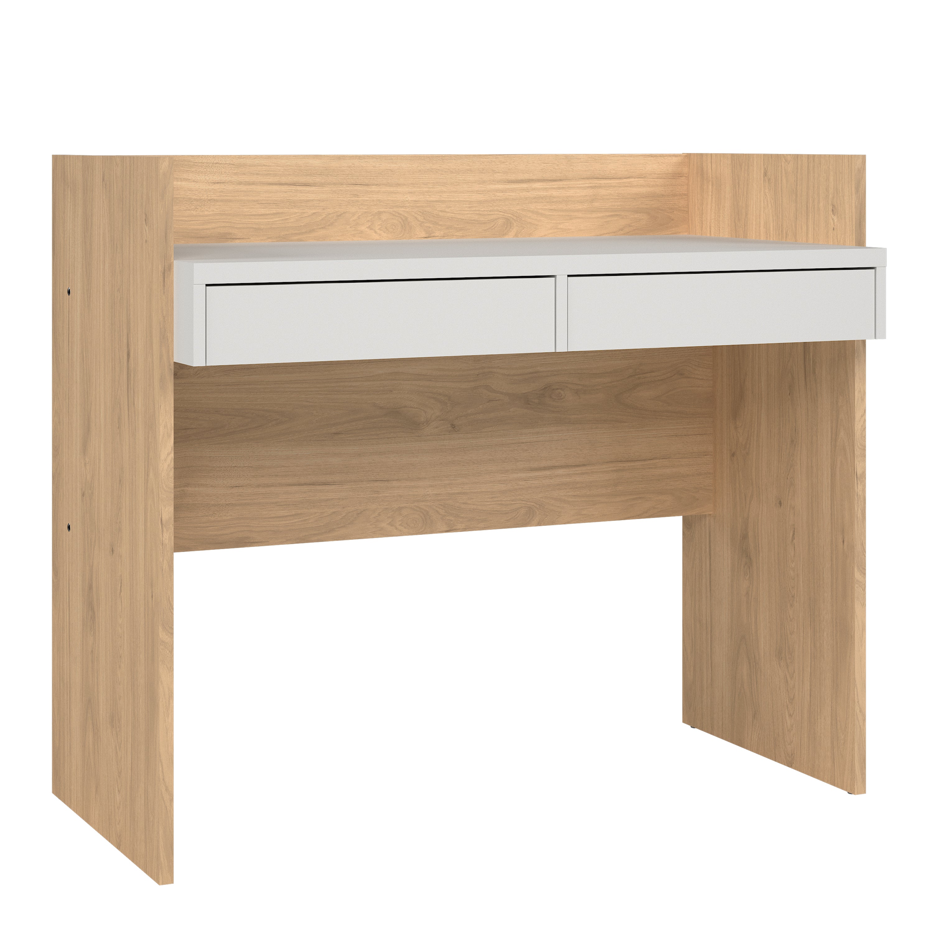 Function Plus Desk 2 Drawers In Jackson Hickory and White – FTG