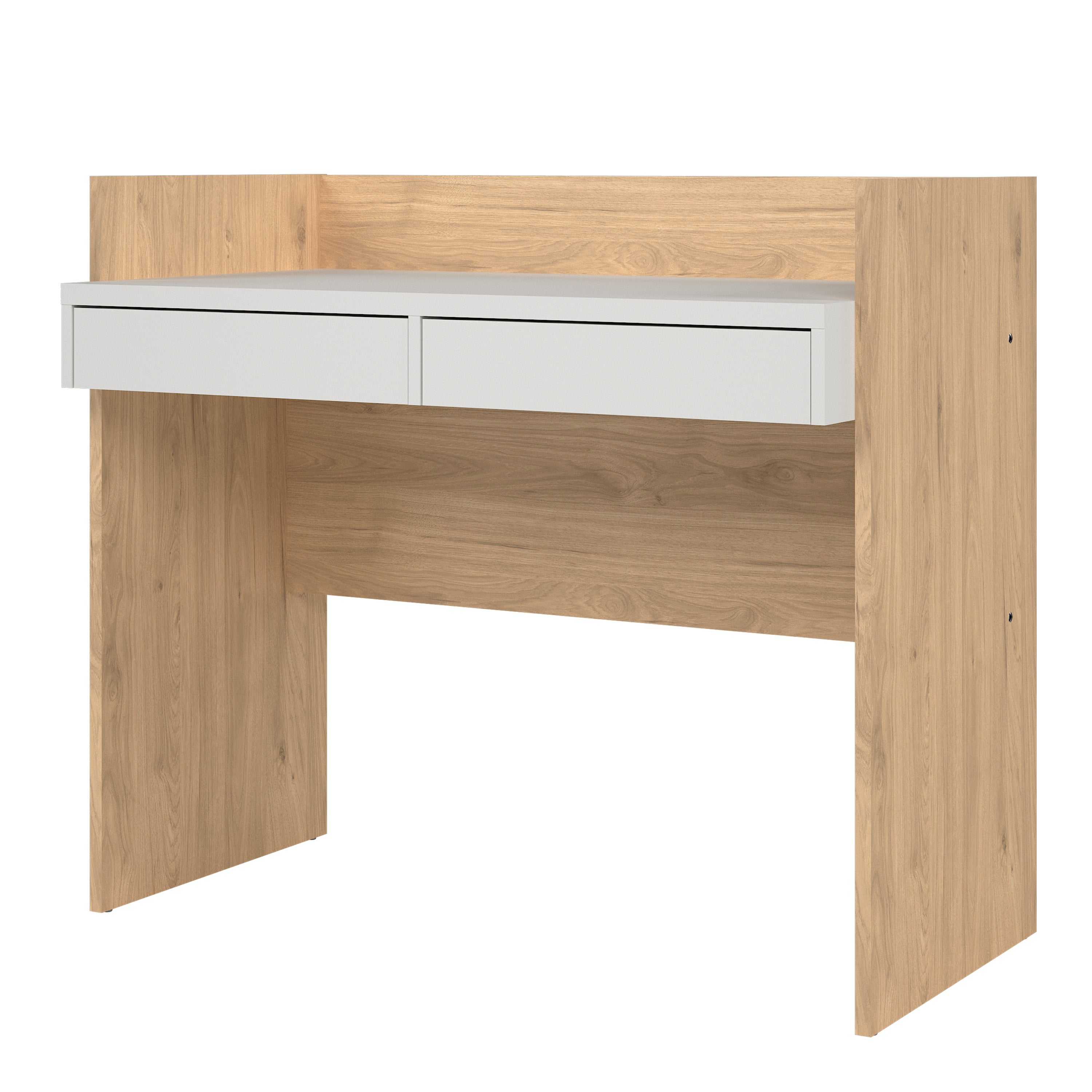 Function Plus Desk 2 Drawers In Jackson Hickory and White – FTG, view 3